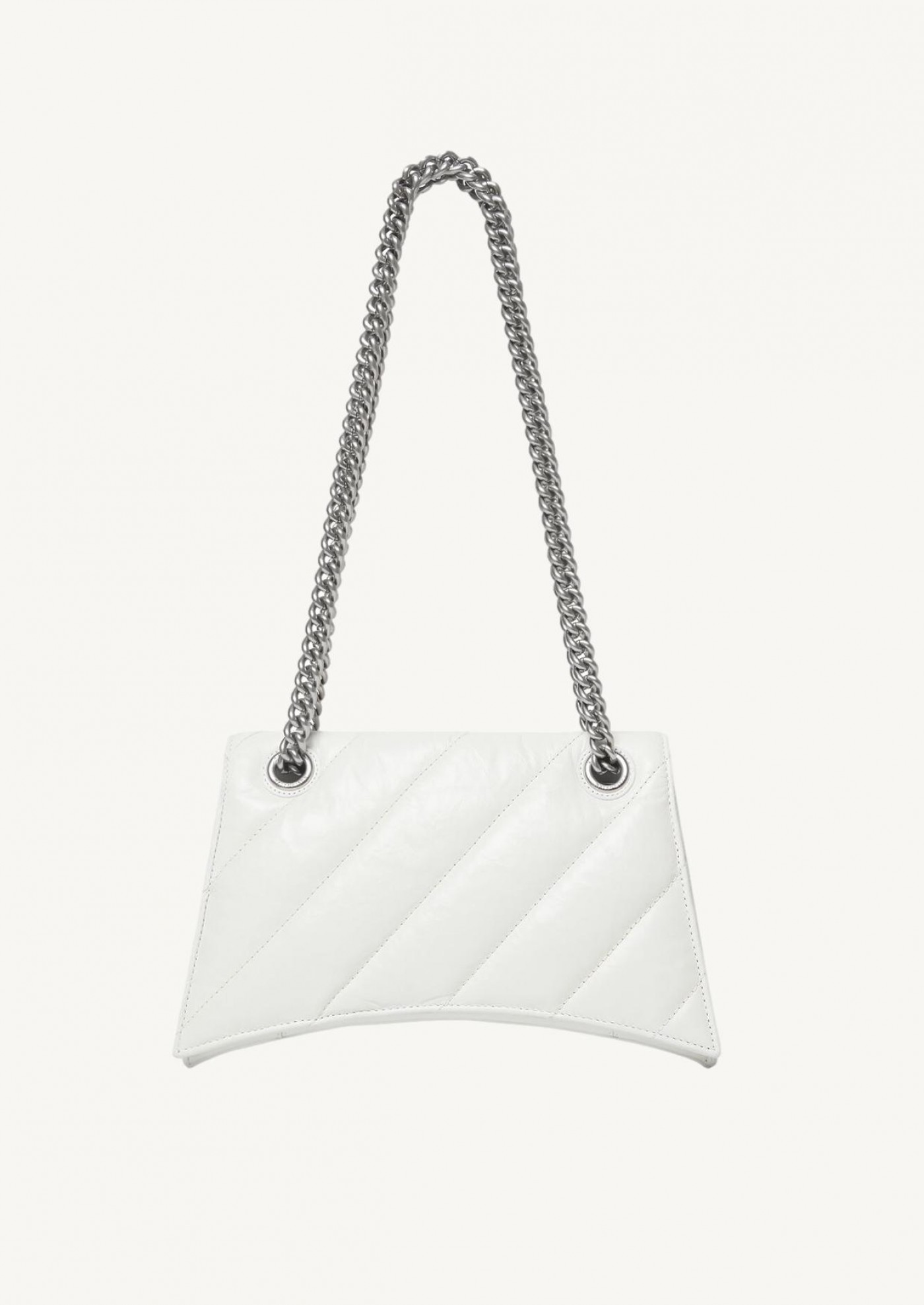 Sac avec chaîne crush petit modèle matelassé pour femme en blanc optic
