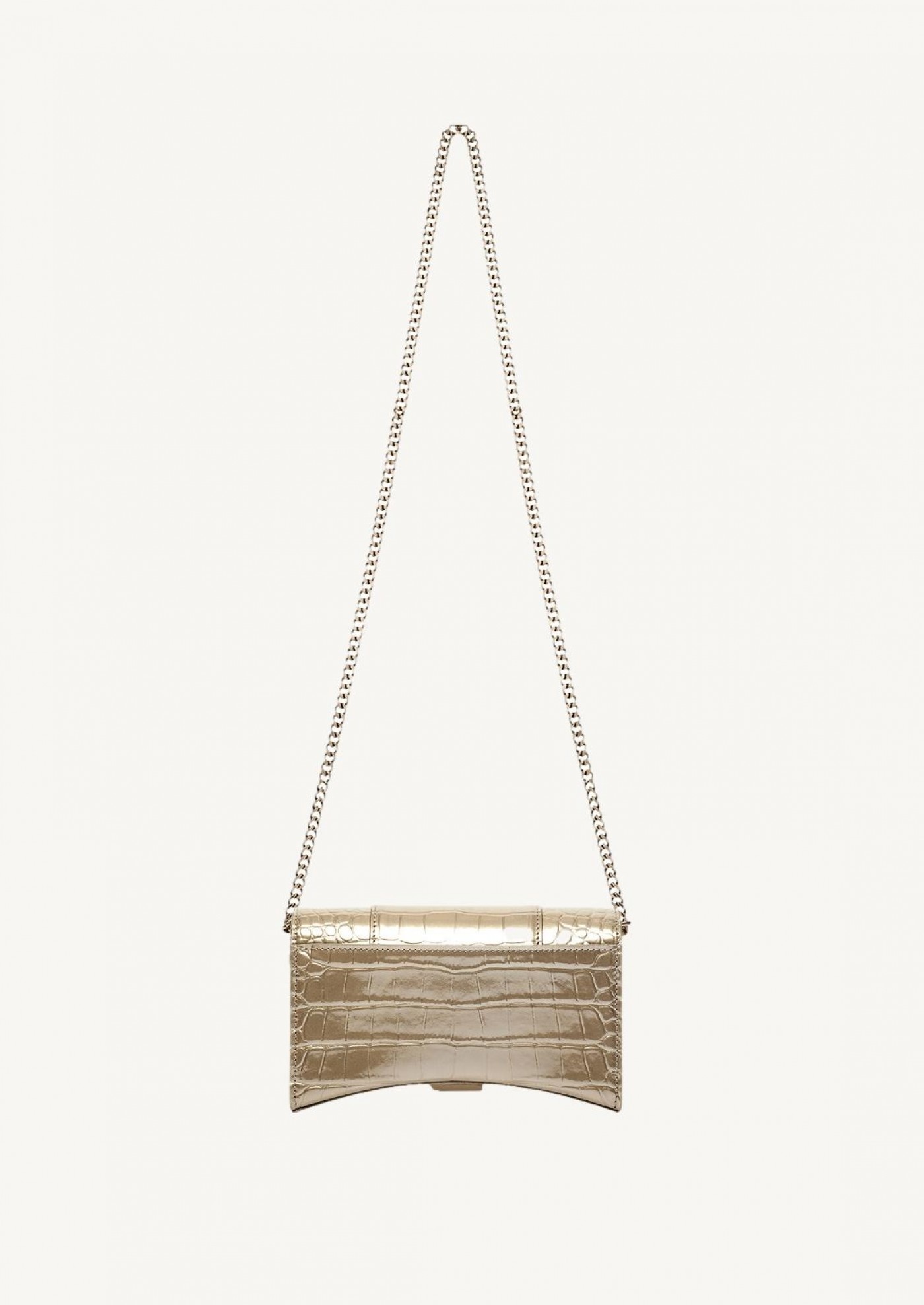 Portefeuille avec chaîne hourglass embossé crocodile métallisé pour femme en or