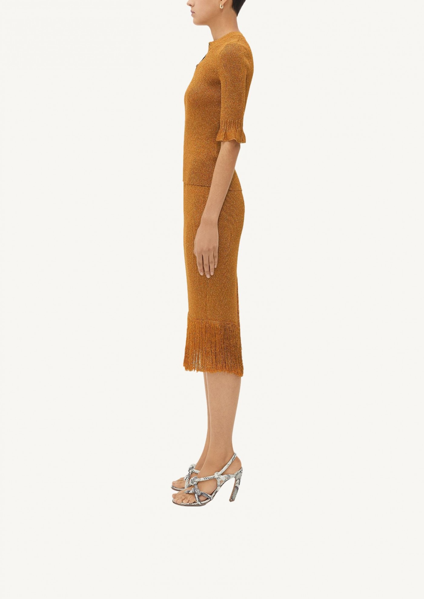 ribbed sweater in gold lurex