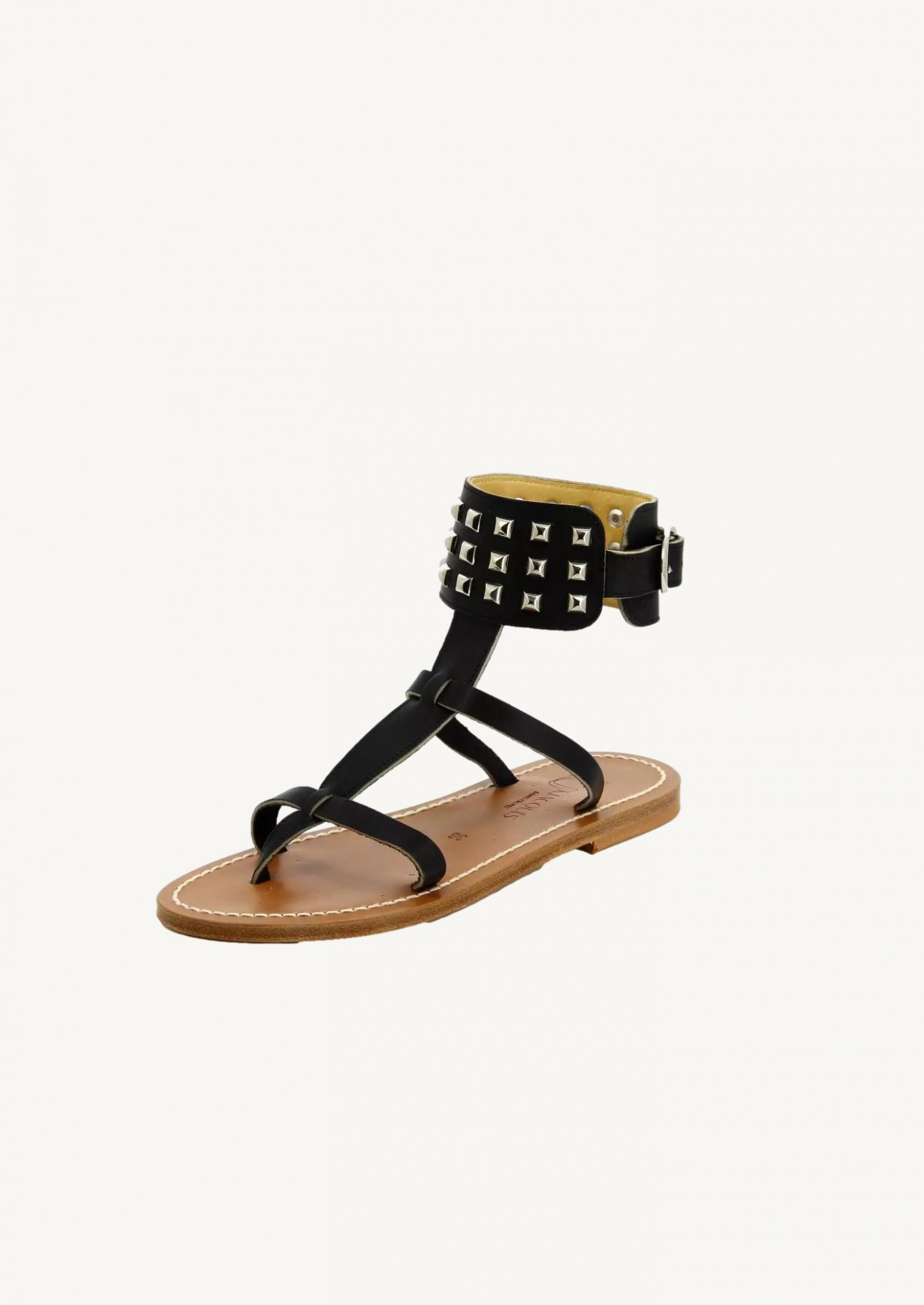 forban black sandals with silver finish