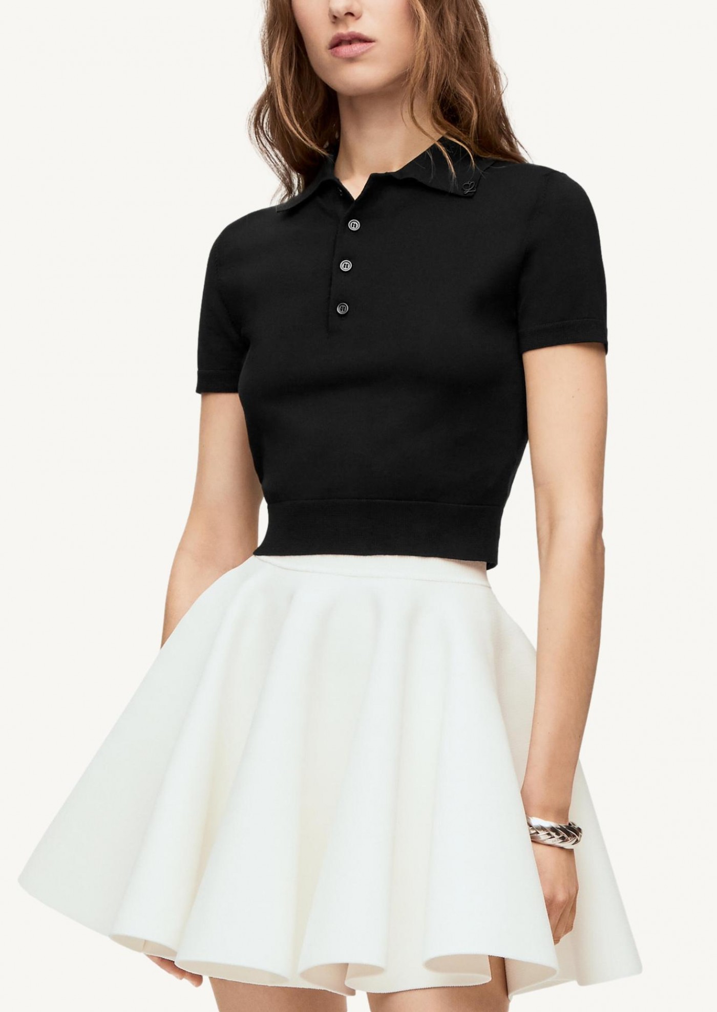 Pull polo court en soie