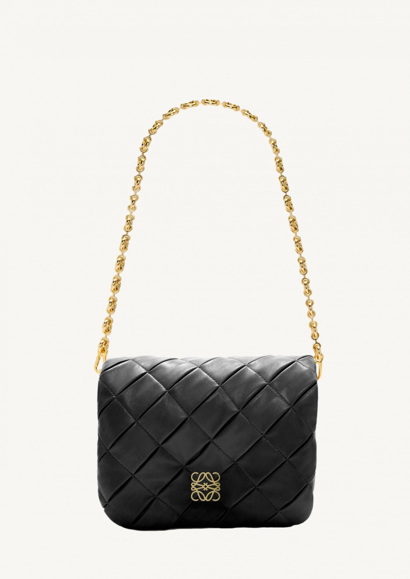 Puffer Goya in pleated shiny nappa lambskin black