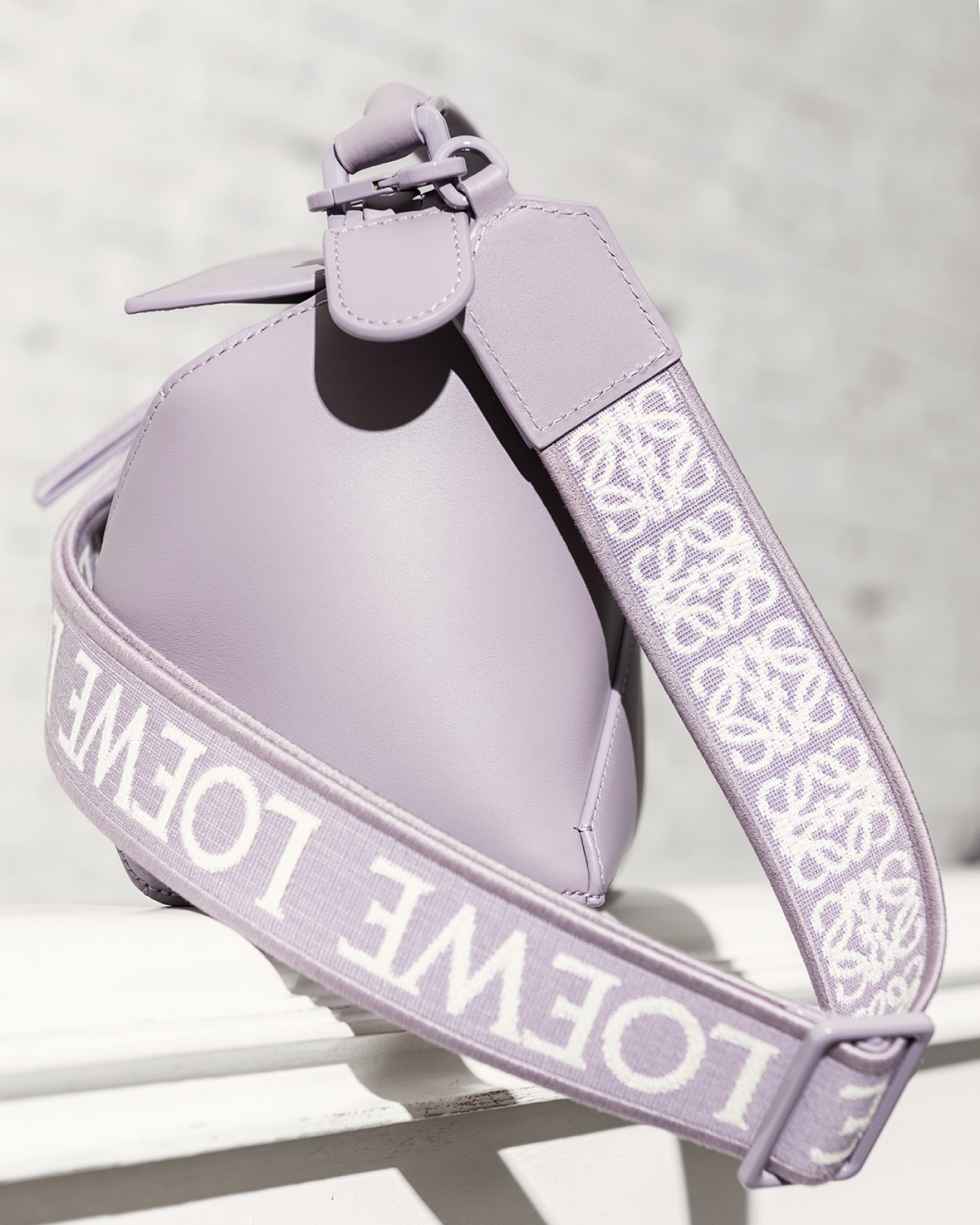 Small Puzzle Edge bag in satin calfskin Aubergine Pale Glaze Loewe Small Puzzle Edge bag in satin calfskin Aubergine Pale Glaze Loewe