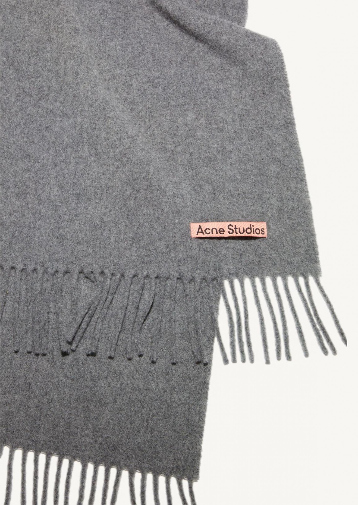 Echarpe fine en laine à franges grise