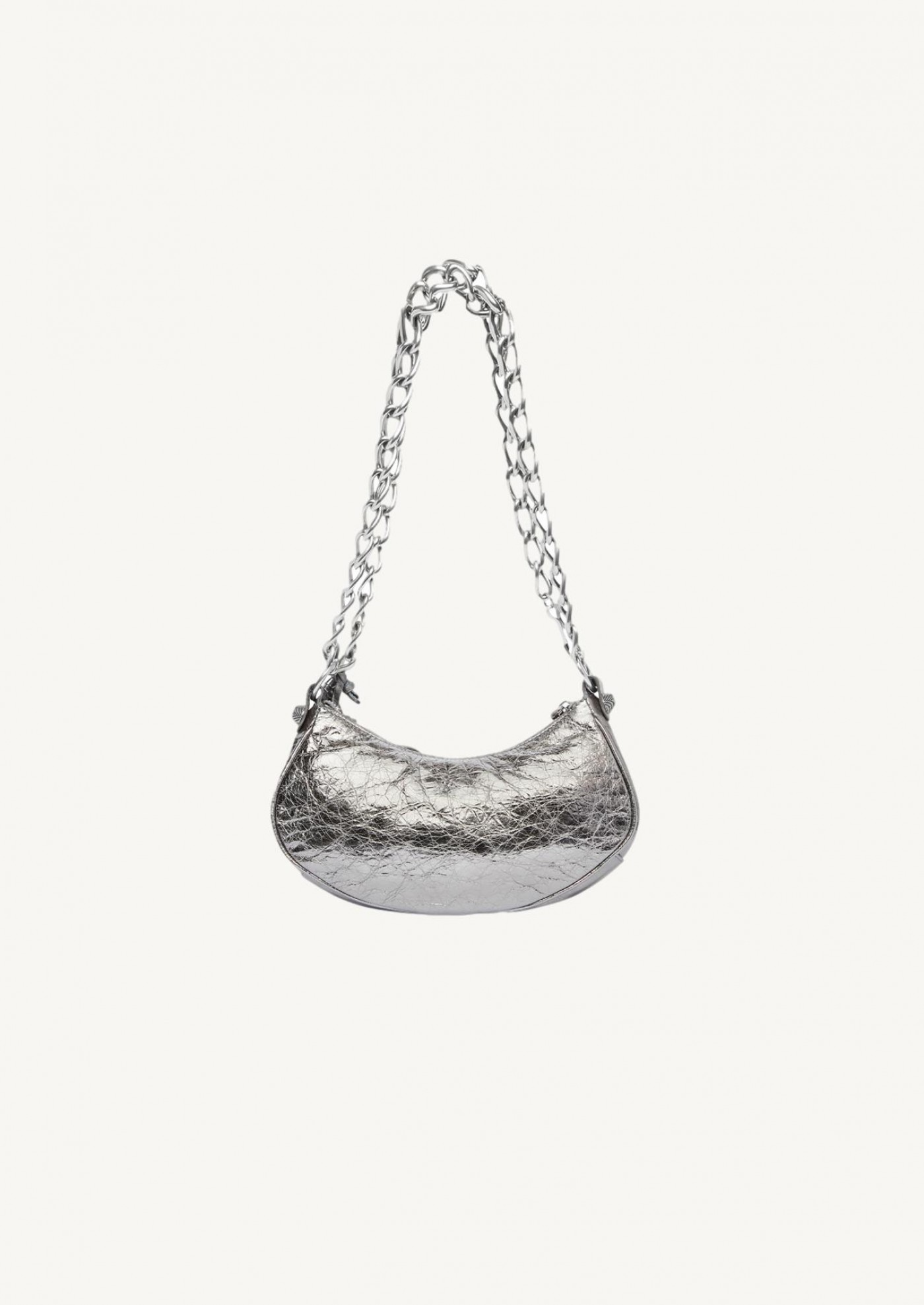 women's le cagole xs shoulder bag with chain metallized in silver