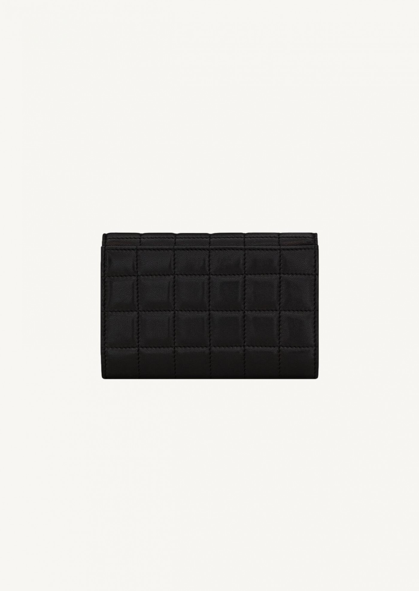 Cassandre quilted square small wallet black lambskin leather envelope