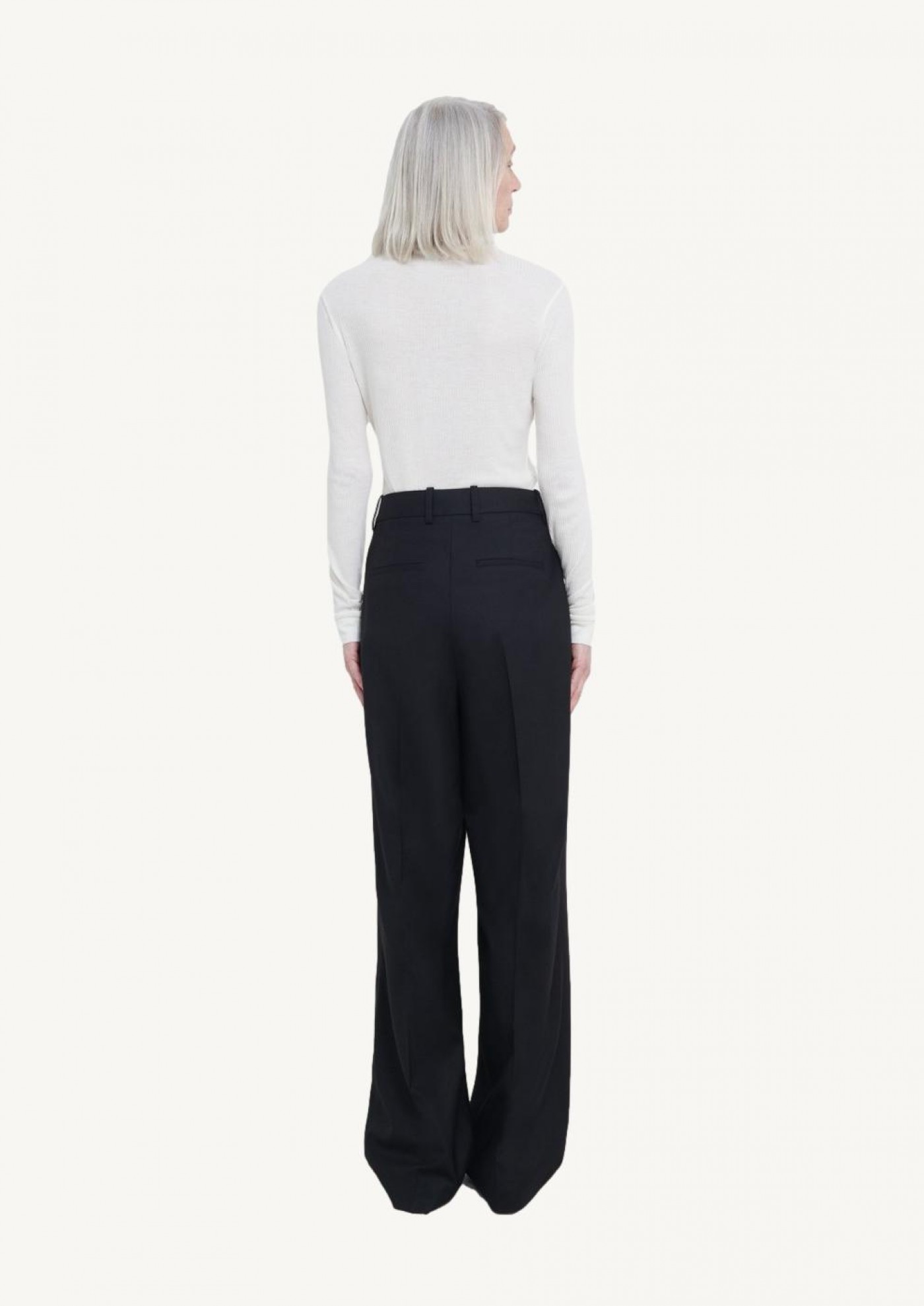 Solo Light flannel twill wide-leg trousers black