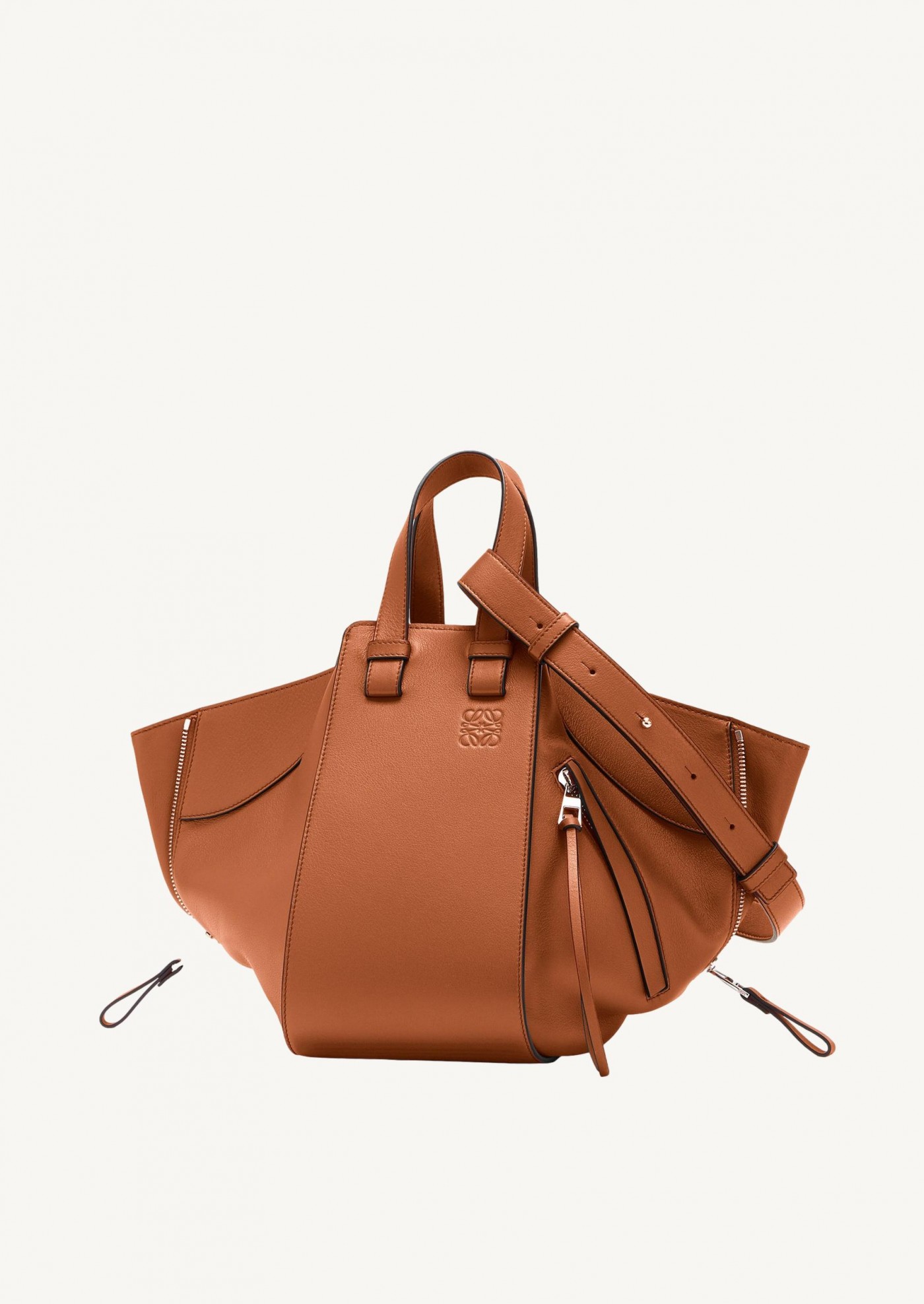 Petit sac hamac en cuir de veau classique marron