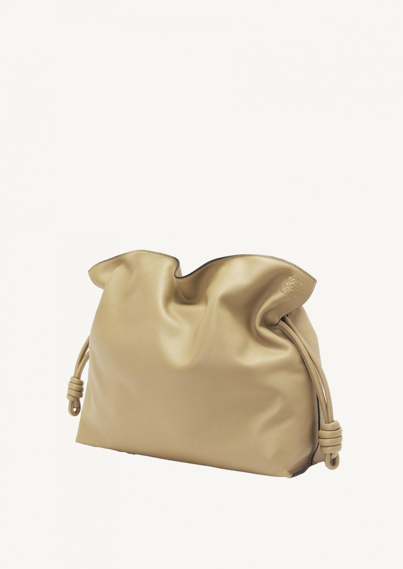 Large Flamenco clutch in nappa calfskin cream