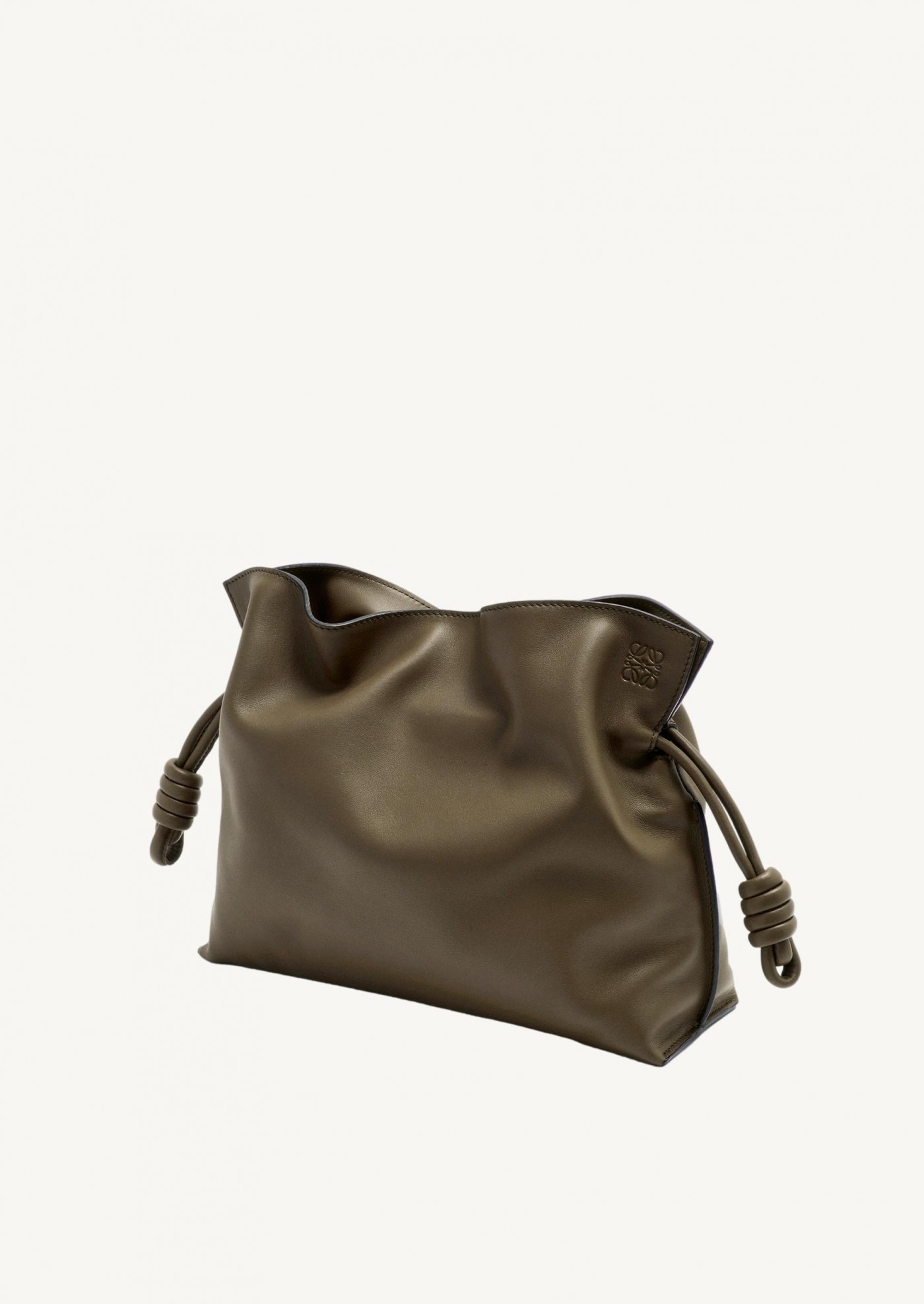 Flamenco clutch in nappa calfskin kaki