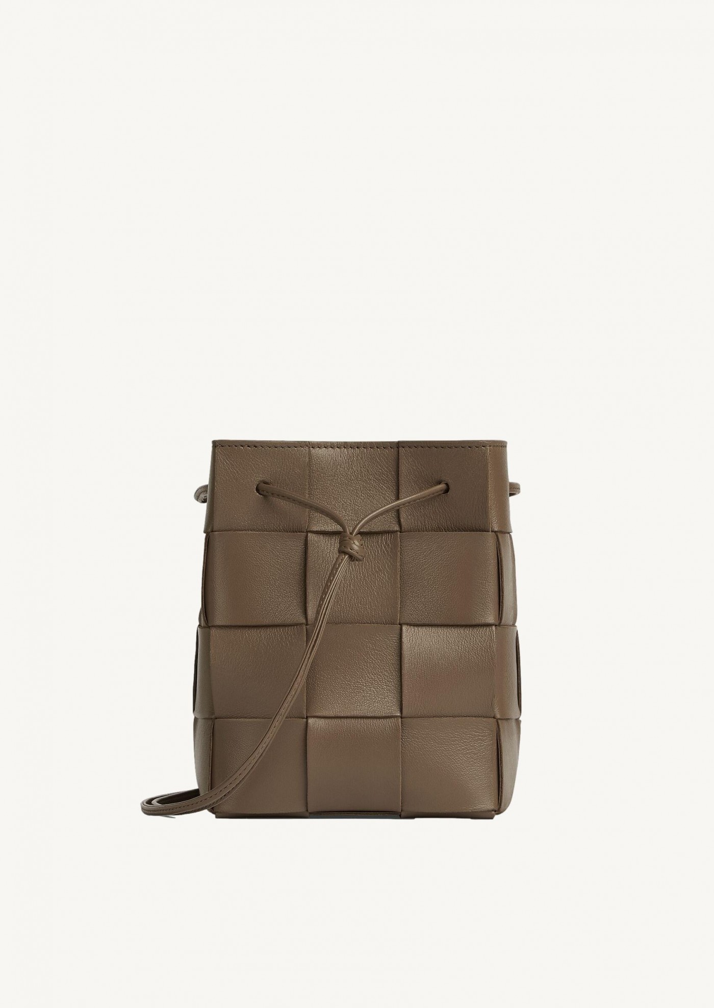 Small Cassette Cross-Body Bucket in brown