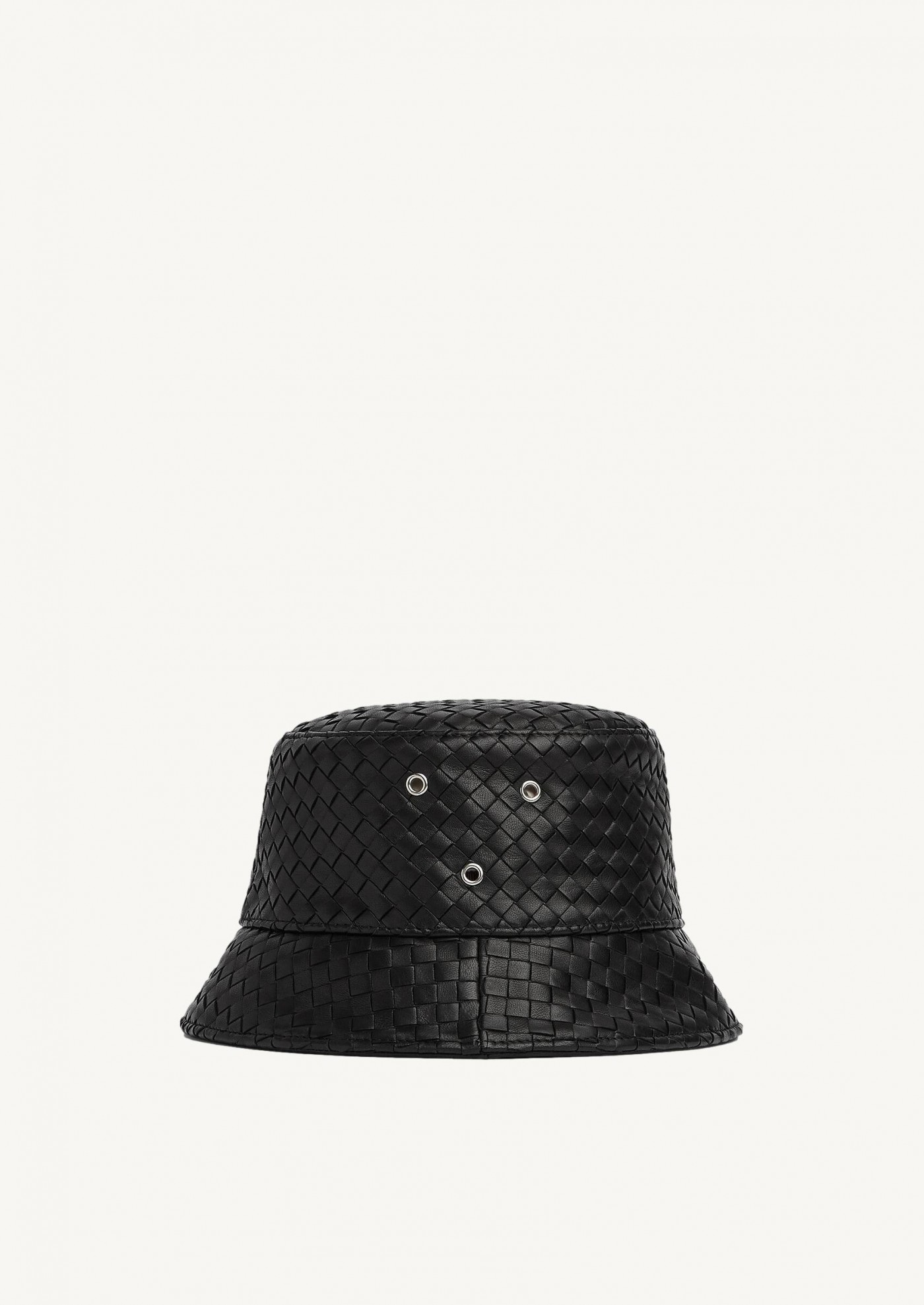 Intrecciato Leather Bucket Hat black
