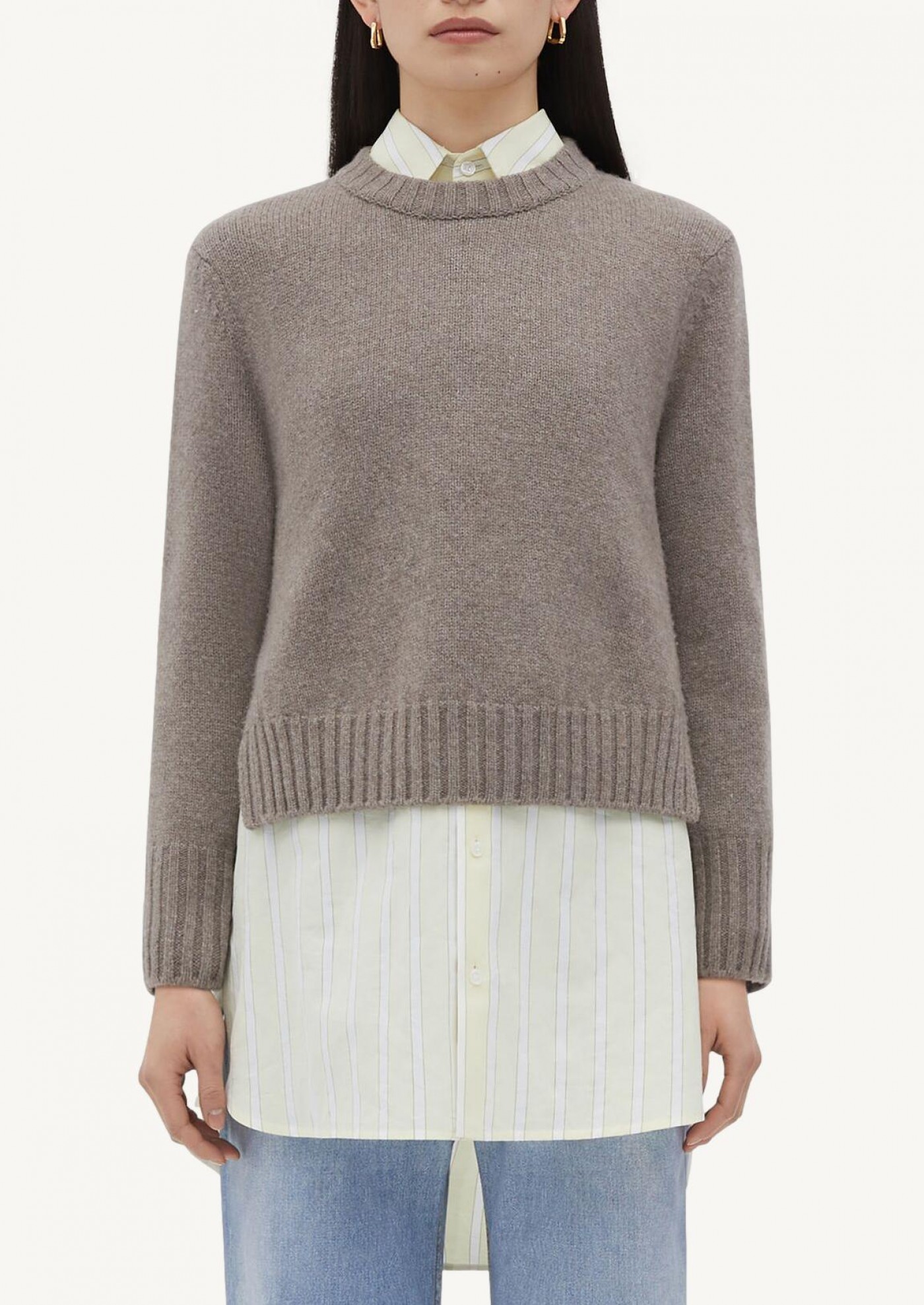 Pull Épais En Laine À Boutons En Forme De Nœud beige