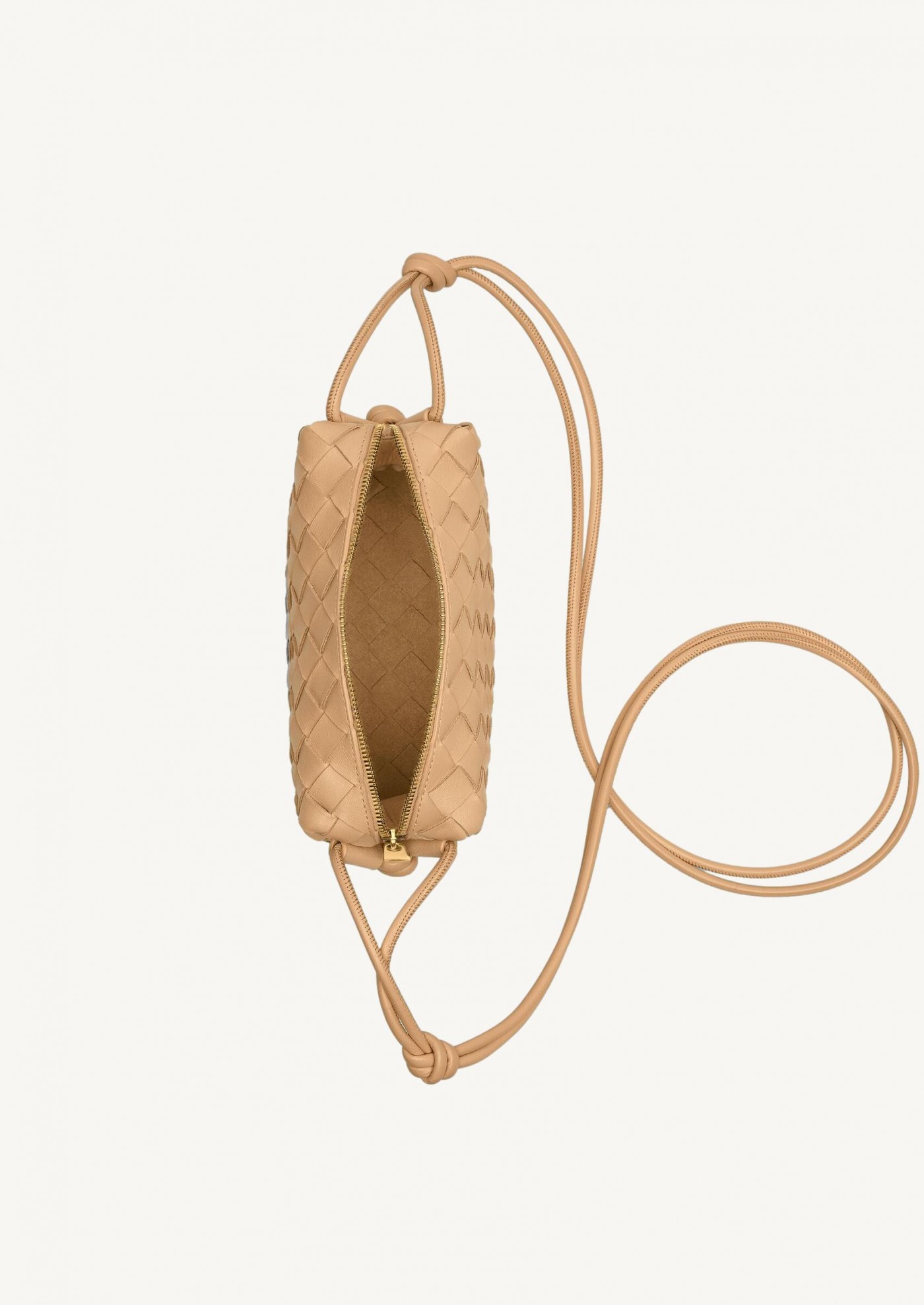 Bottega Veneta Mini Loop Intrecciato Leather Bag In Almond