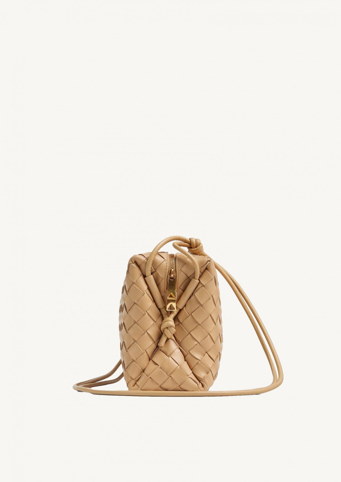 Mini Loop Leather Crossbody Bag in Beige - Bottega Veneta