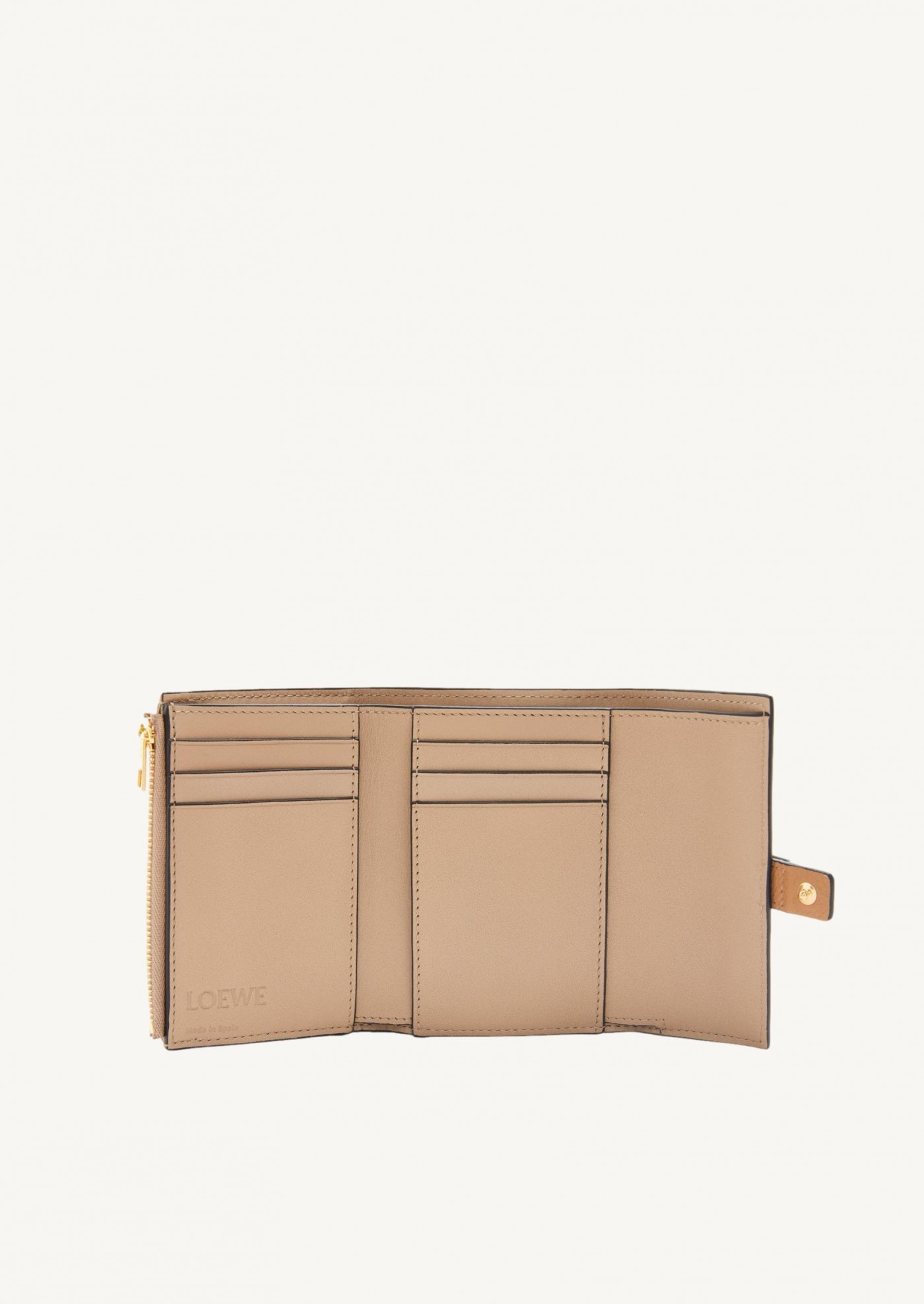 Small vertical wallet in soft grained calfskin brown
