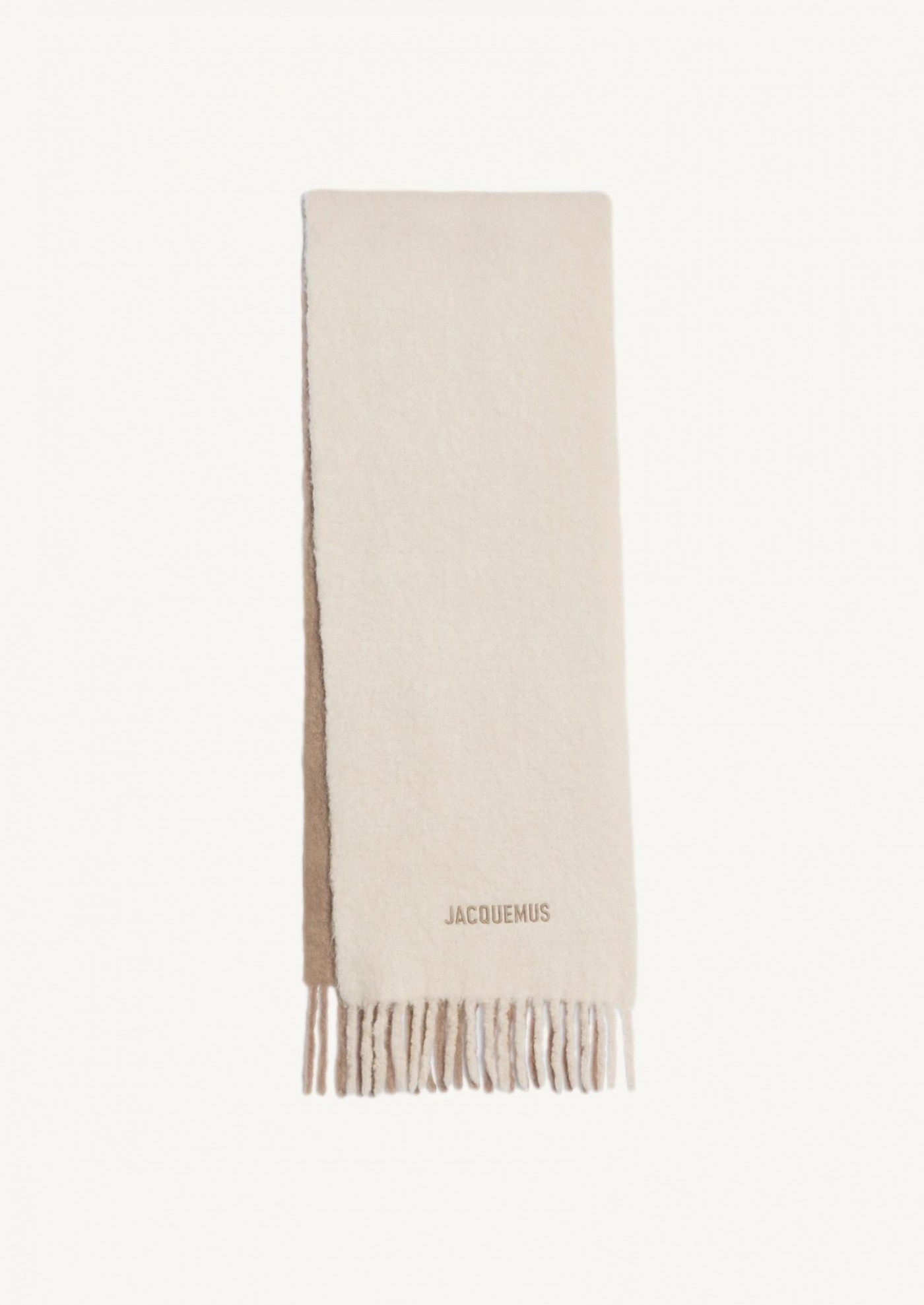 Striped embroidered monogram silk scarf creme – Totême