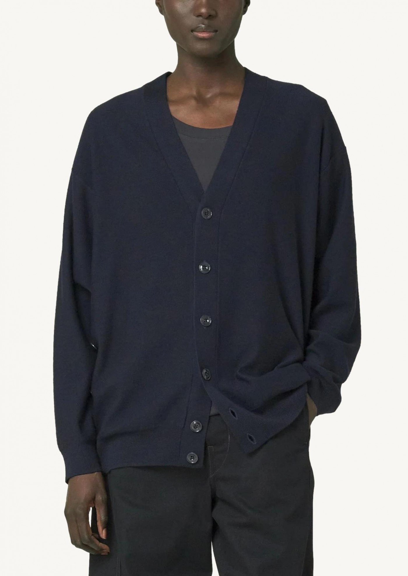 Relaxed twisted cardigan - Dark Navy