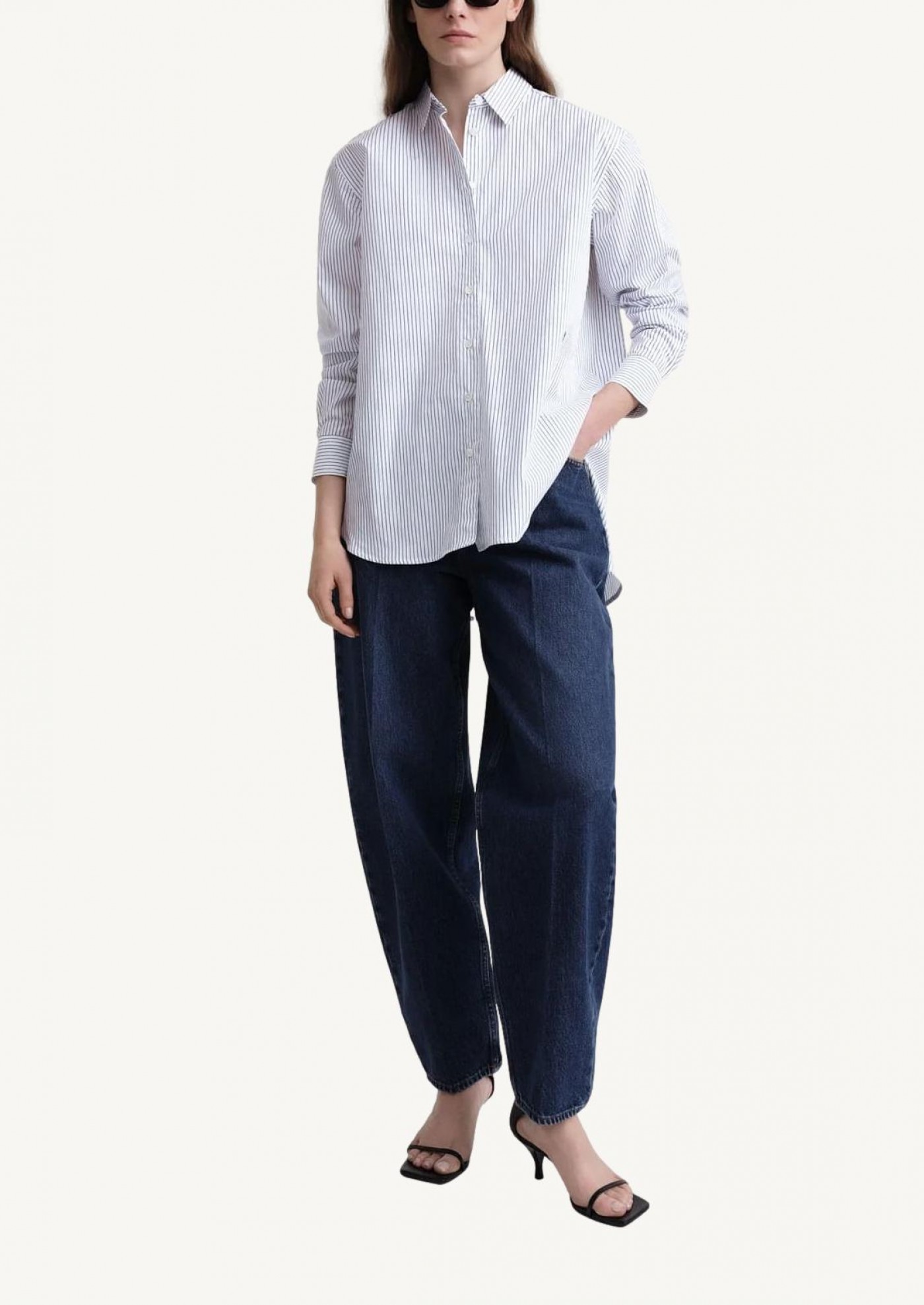Signature cotton shirt navy stripe