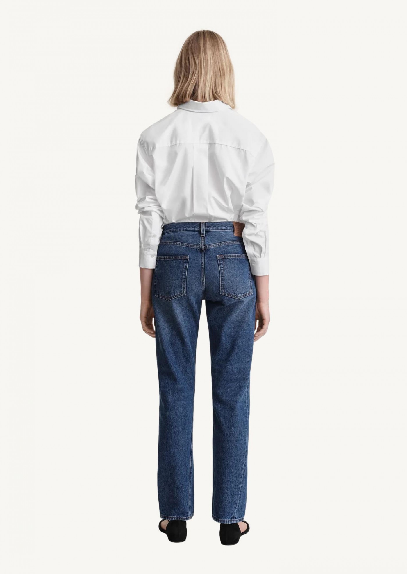 Twisted Denim High Waist Straight Jeans