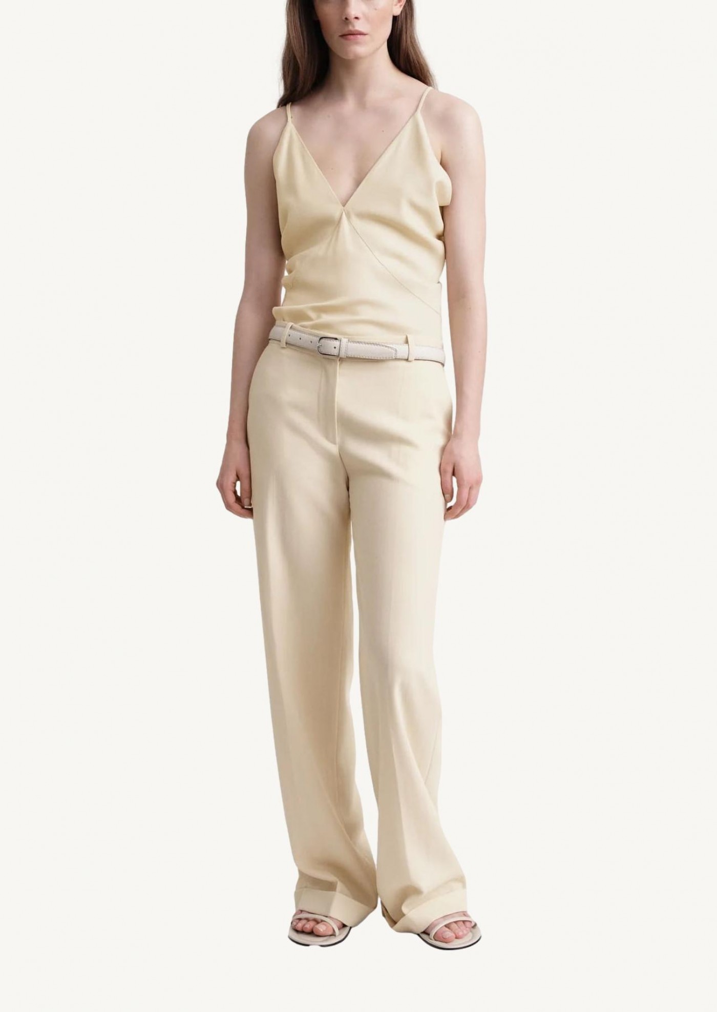 Tailored herringbone suit trouser bleached sand