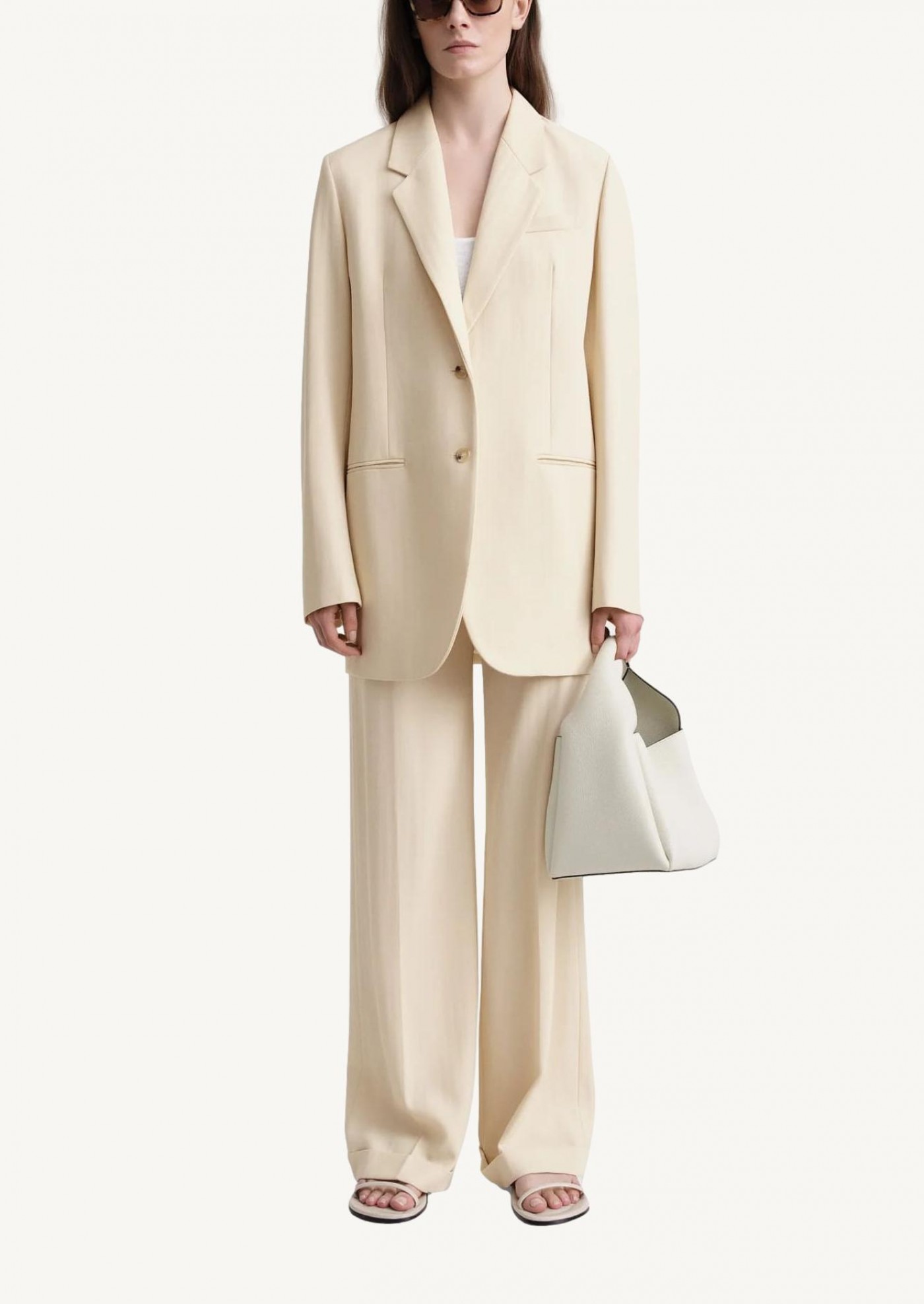 Tailored herringbone suit jacket bleached sand