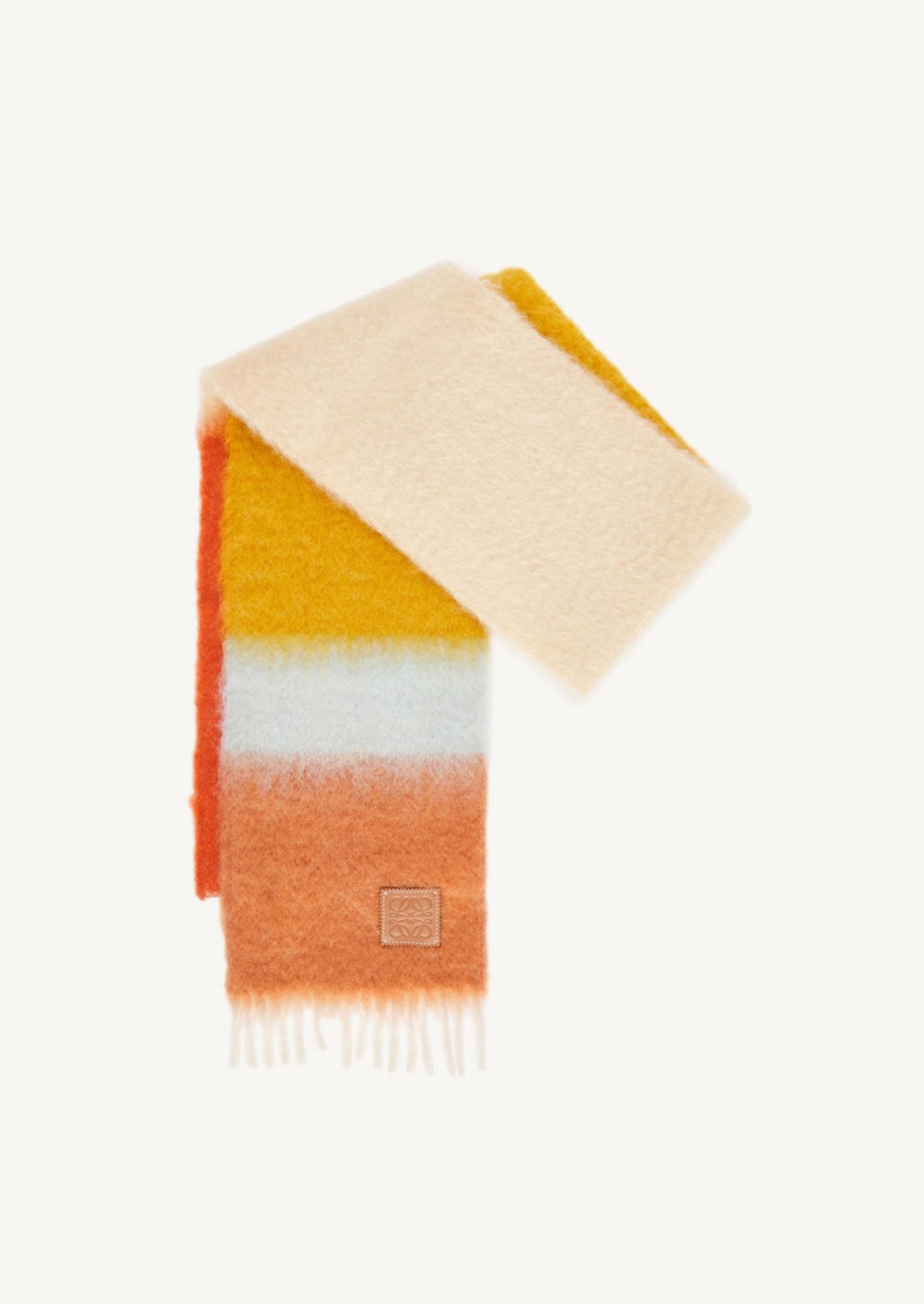 Stripe scarf in mohair and wool - Camel Multicolor