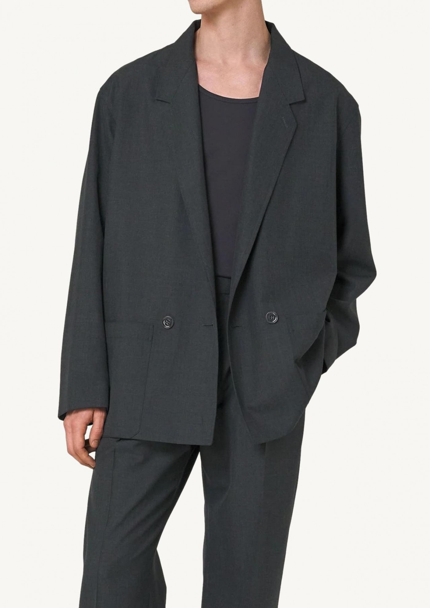 Workwear double-breasted jacket caviar