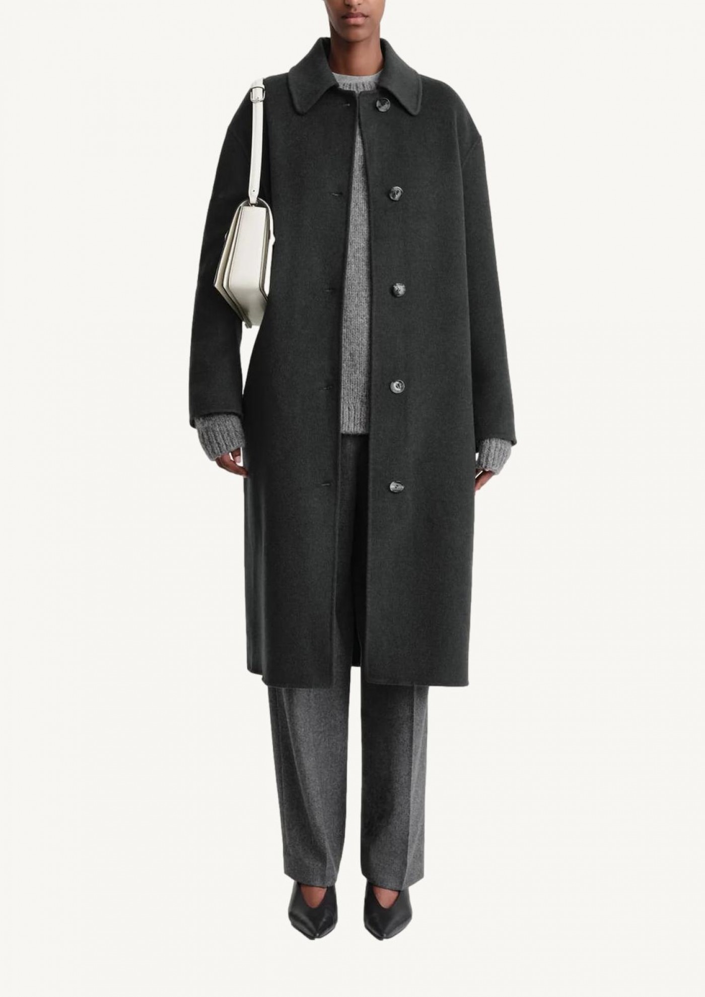 Doublé car coat charcoal mélange