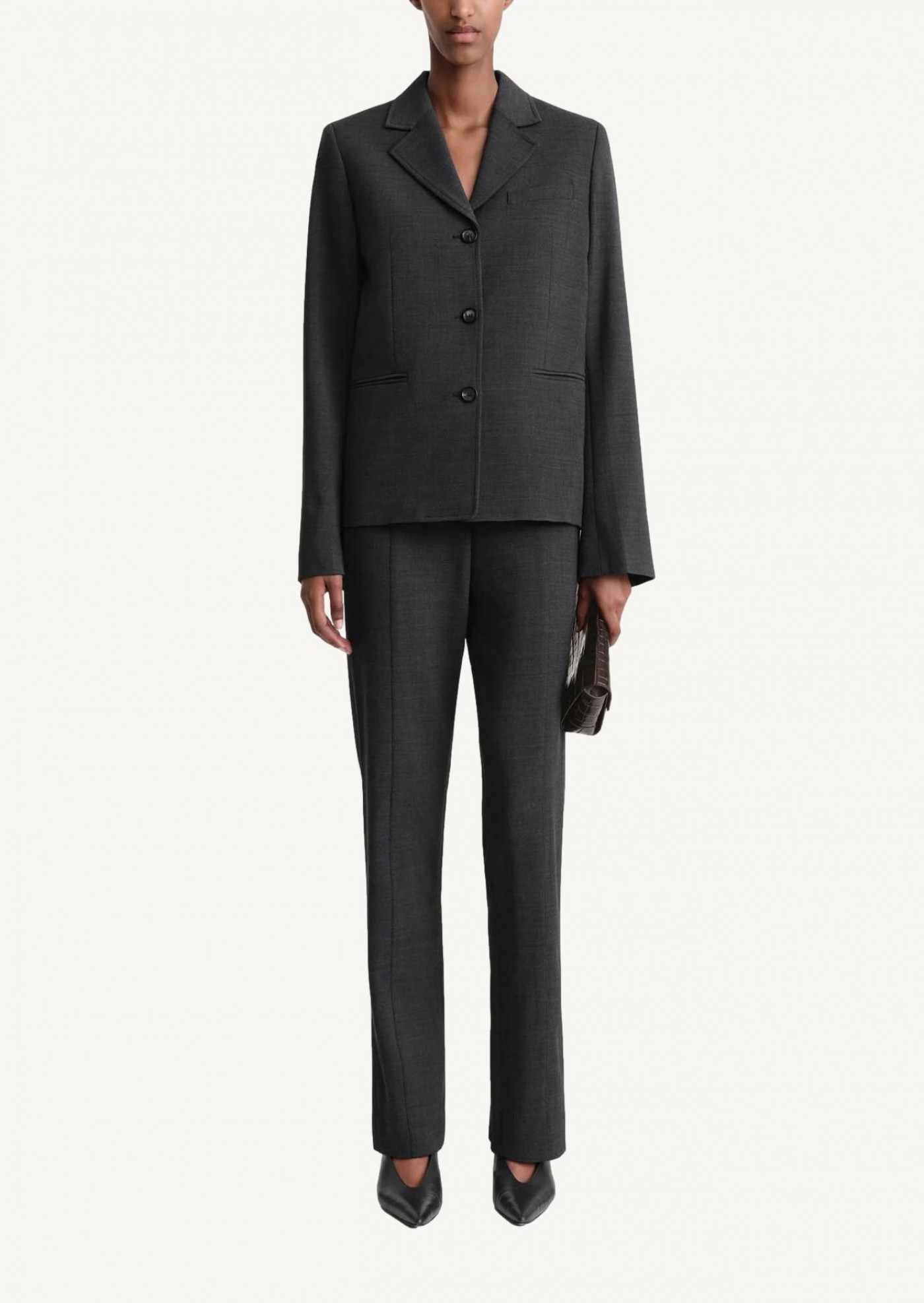 Petite crepe suit jacket charcoal mélange