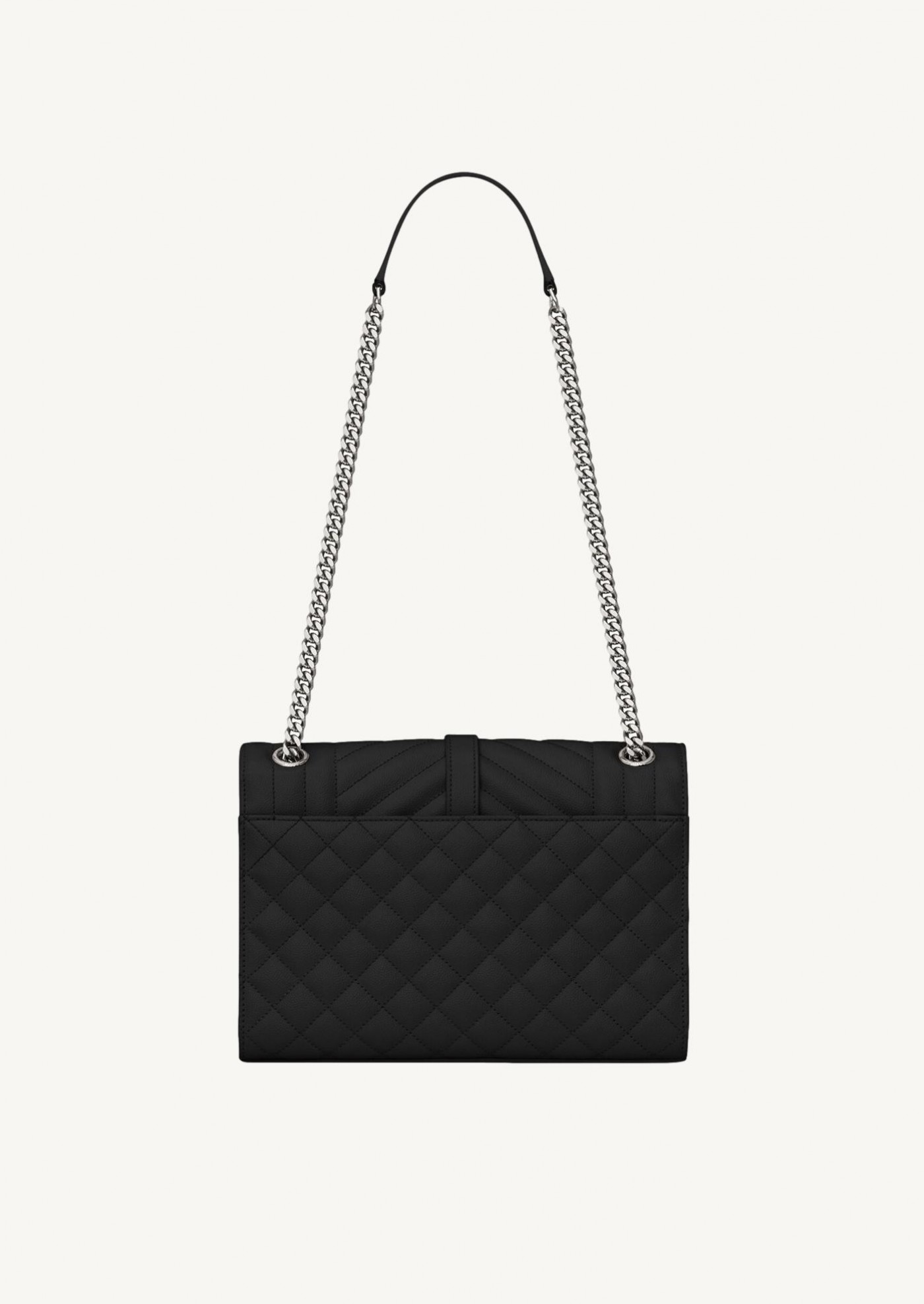 Envelope medium en cuir matelassé grain de poudre noir