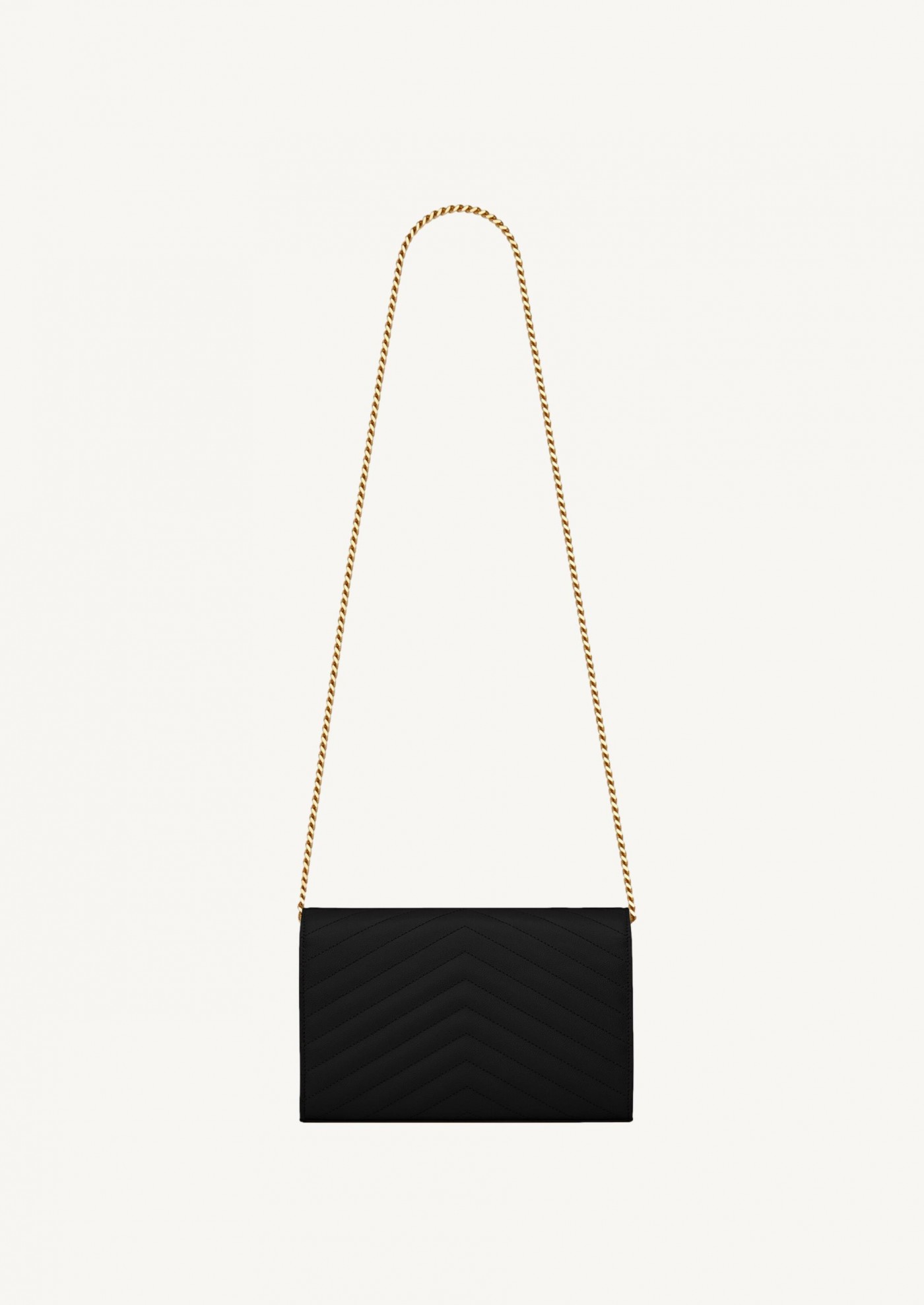 Cassandre quilted chain wallet in powder grain embossed leather