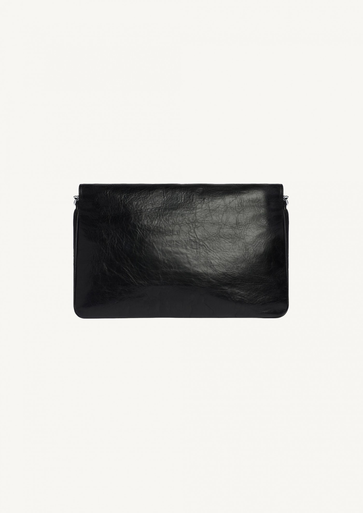 Large soft flap bag in black