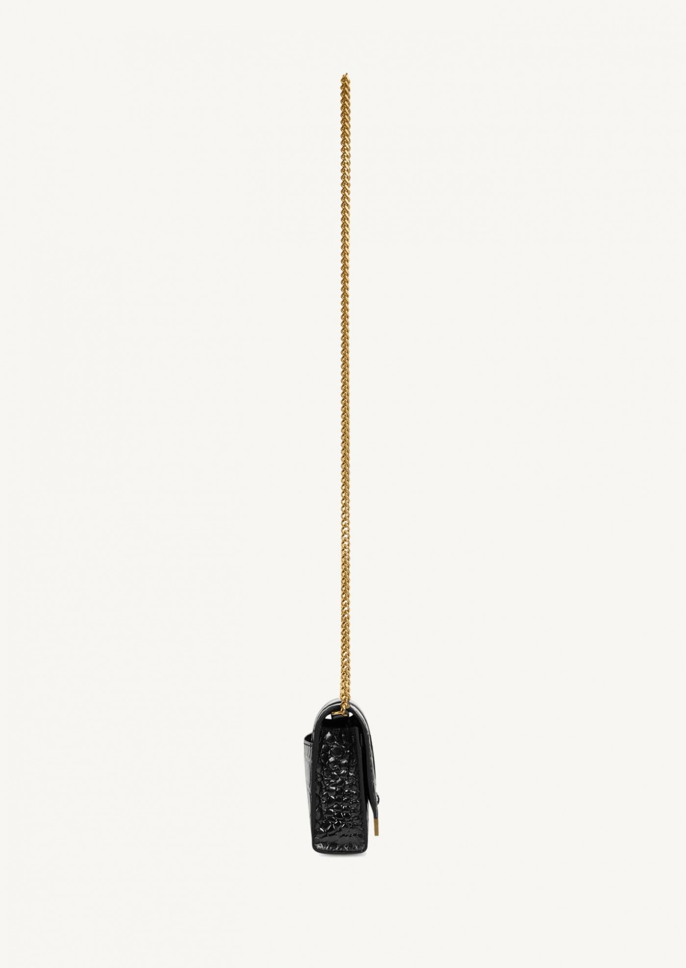 Portefeuille avec chaîne Hourglass en crocodile en noir