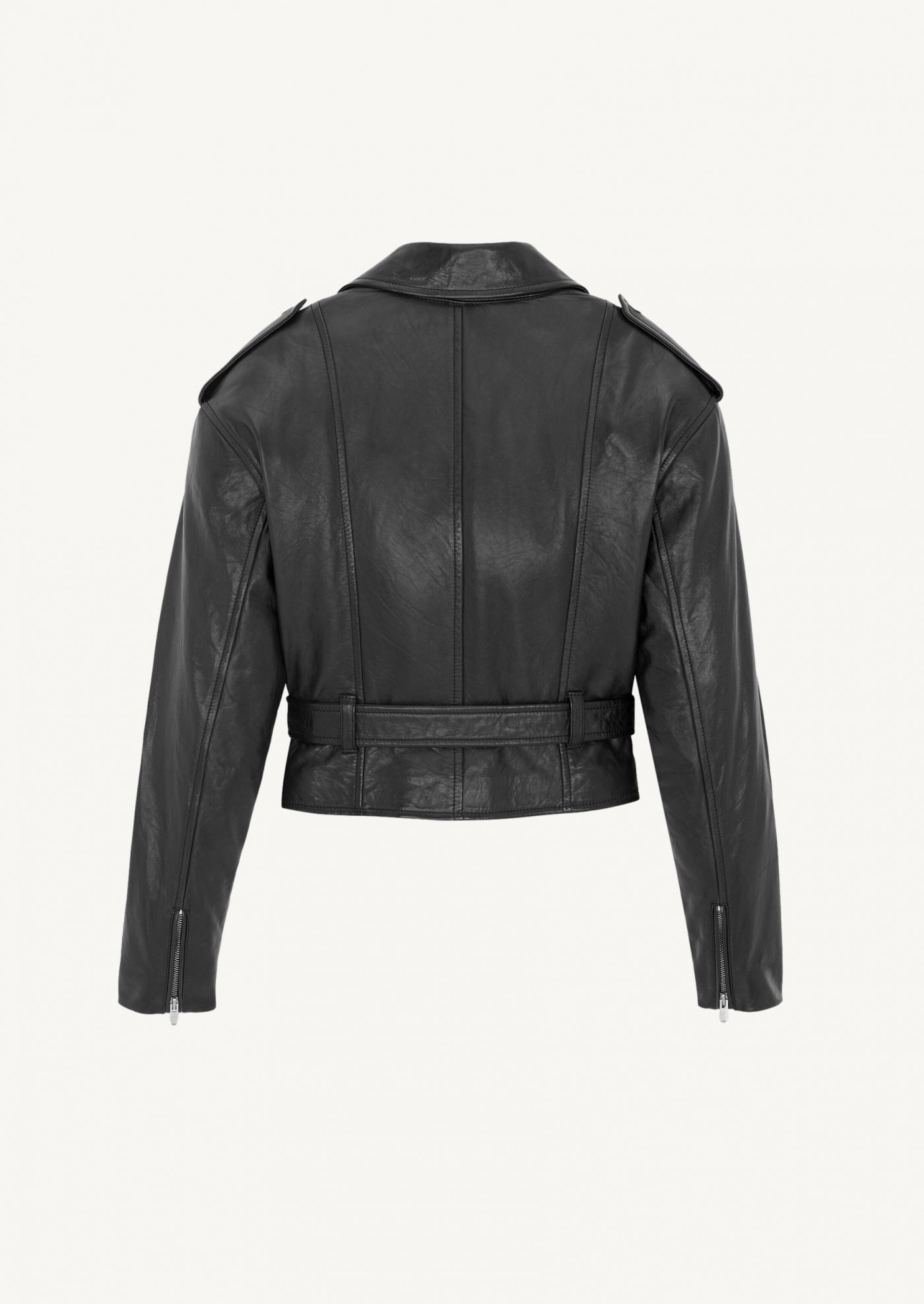 Veste biker en cuir d'agneau