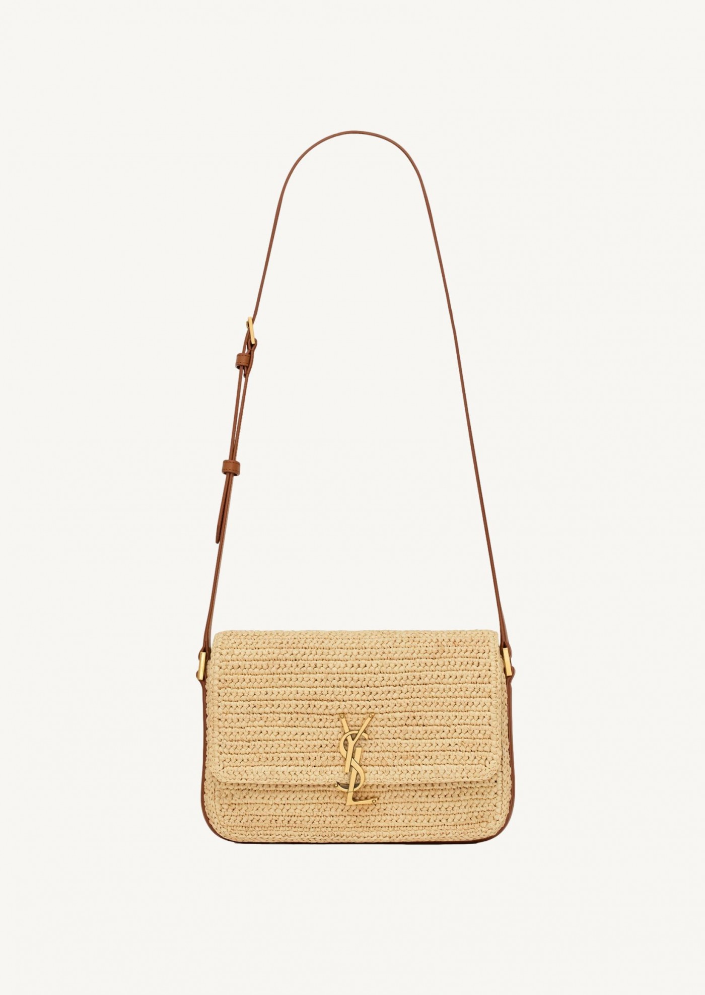 Solferino medium in raffia and vegetable-tanned leather - Saint Laurent