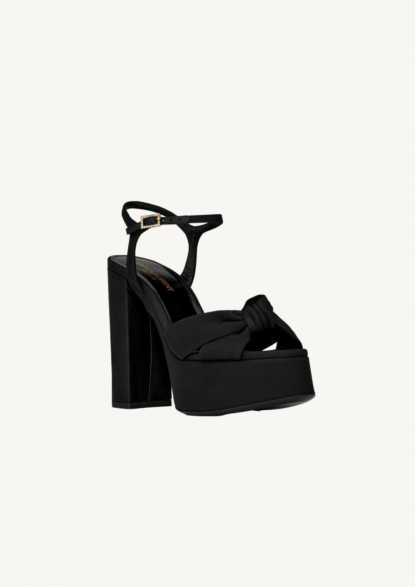 Sandales Bianca à plateforme en tissu ottoman noir