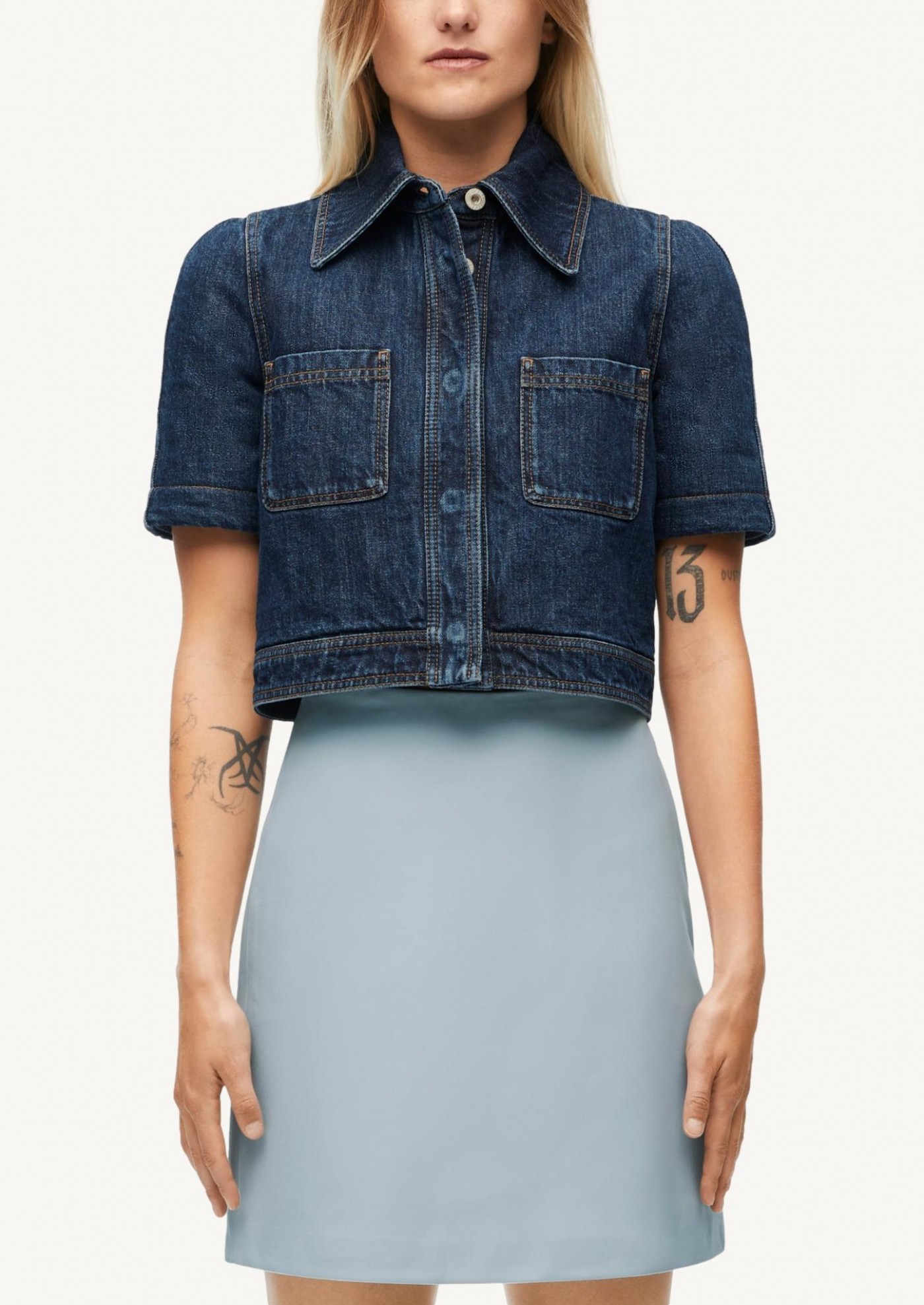 Reproportioned jacket in denim