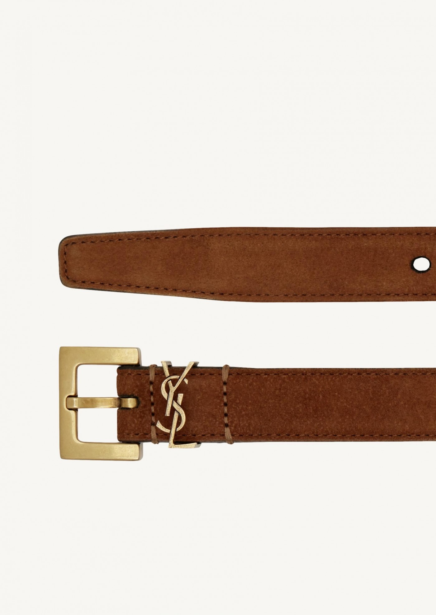 Cassandra belt with square buckle in suede brick