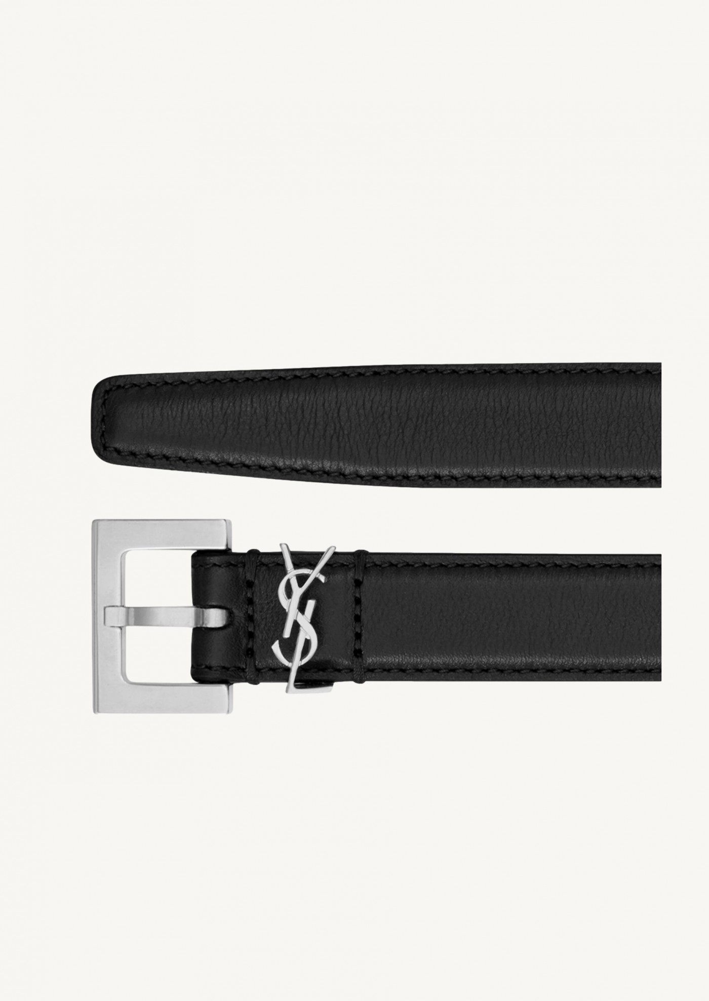 Cassandra belt with square buckle in smooth leather - Saint Laurent