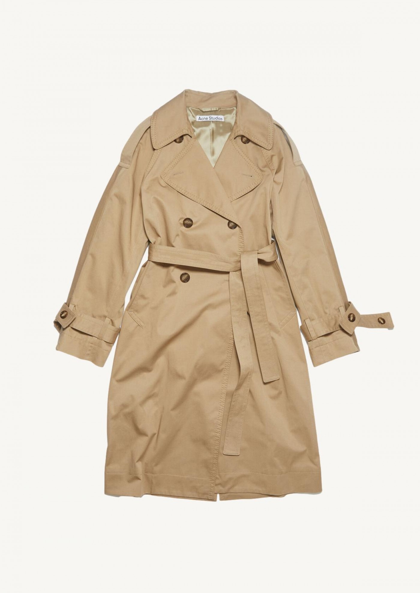 SAINT LAURENT Belted double-breasted cotton-twill trench coat