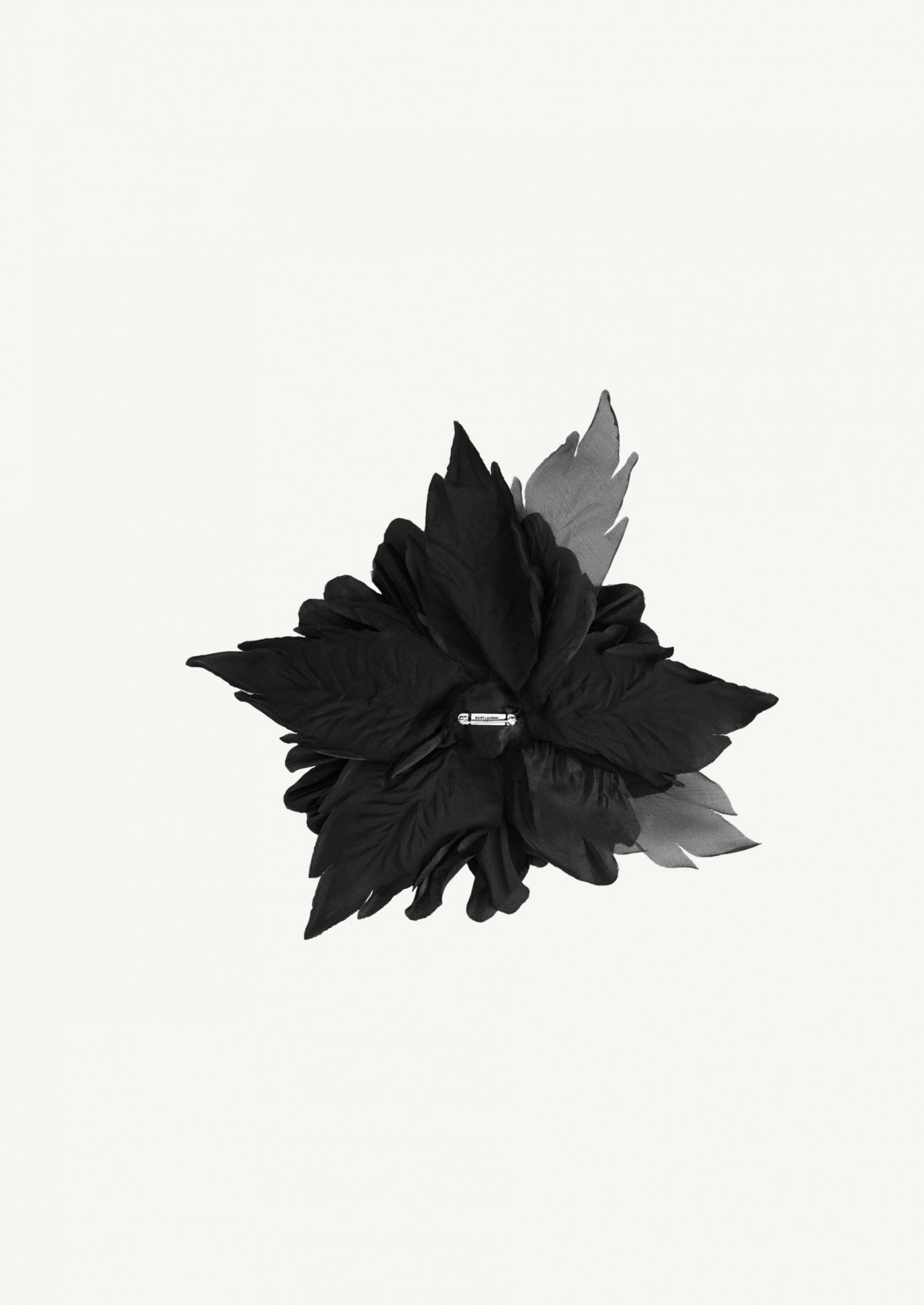 Oversized dahlia and silk leaves brooch black