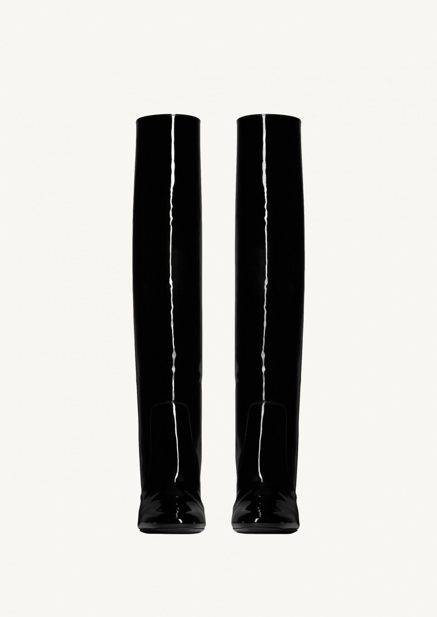 Who bottes en cuir verni noir