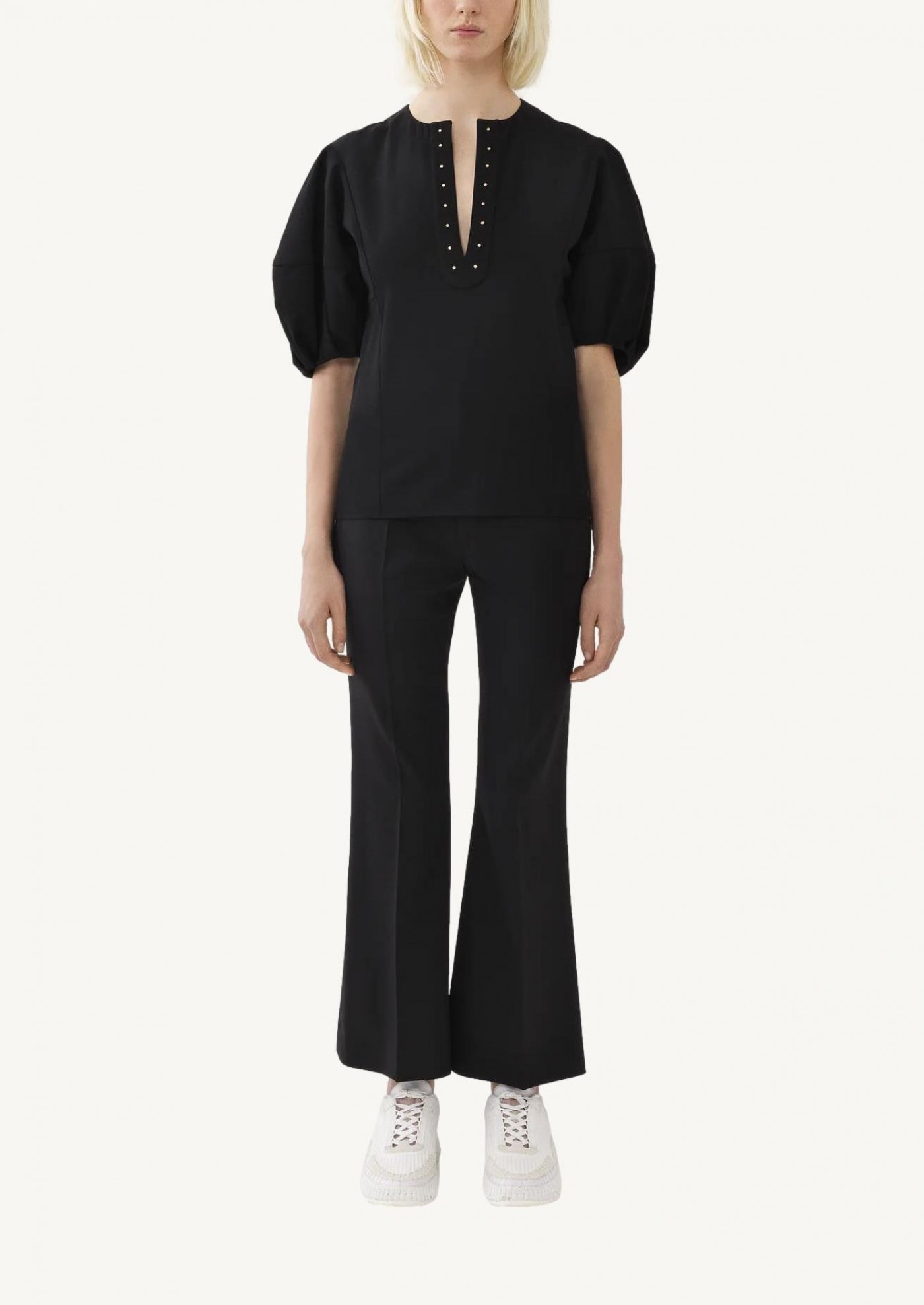 Black short bootcut pants