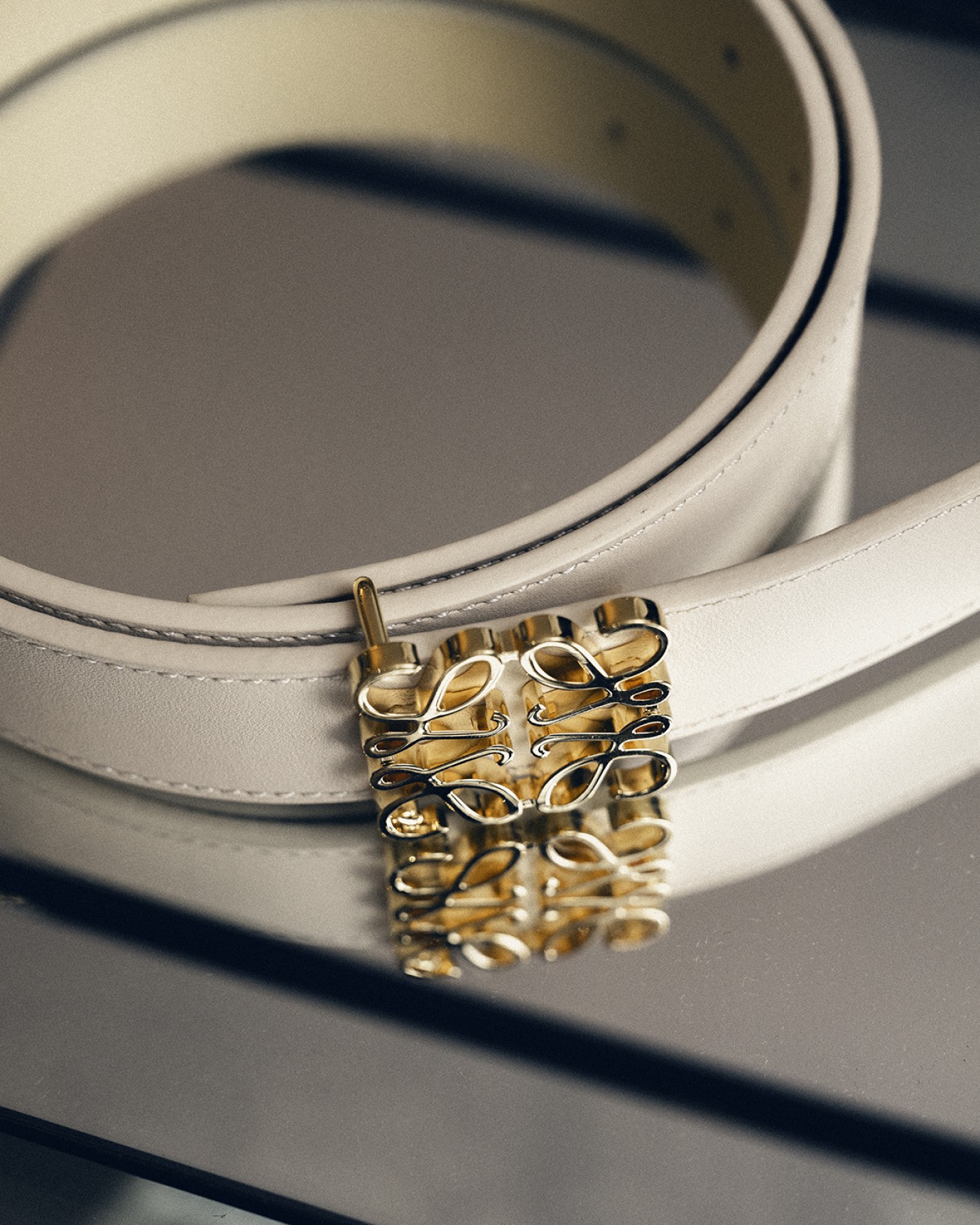 Ceinture réversible Anagram en cuir de veau lisse