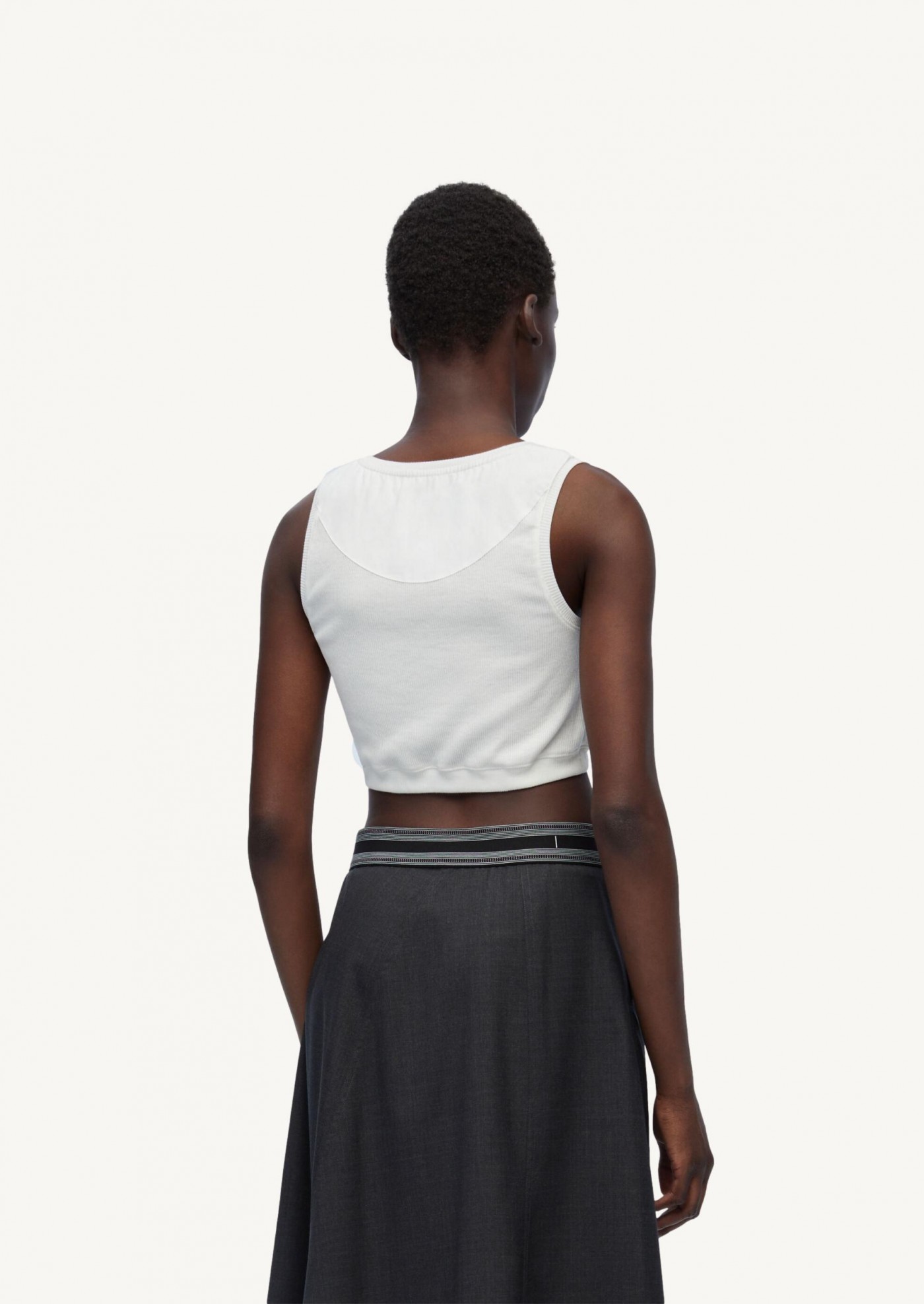 Anagram short tank top in white cotton