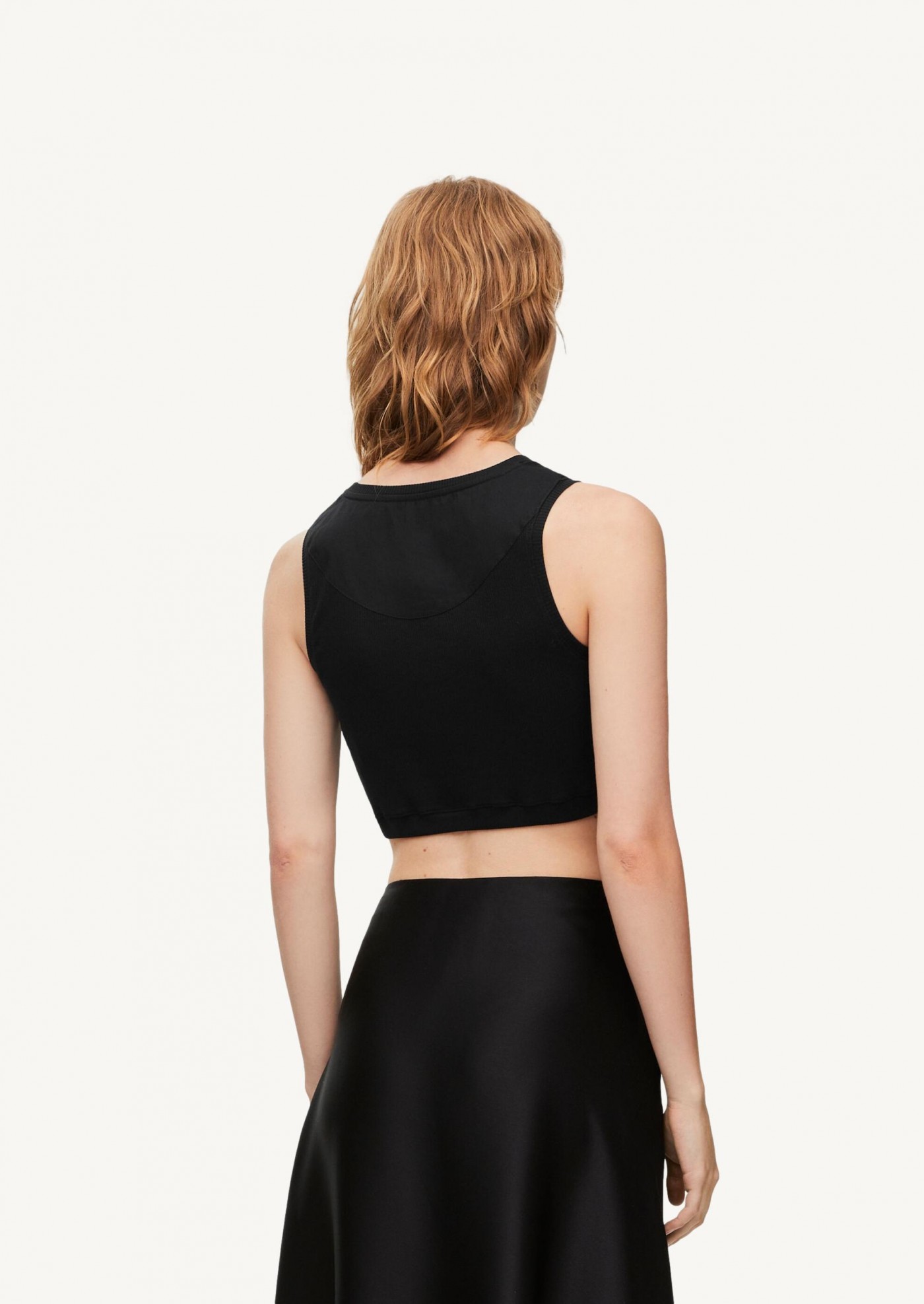 Anagram short tank top in black cotton