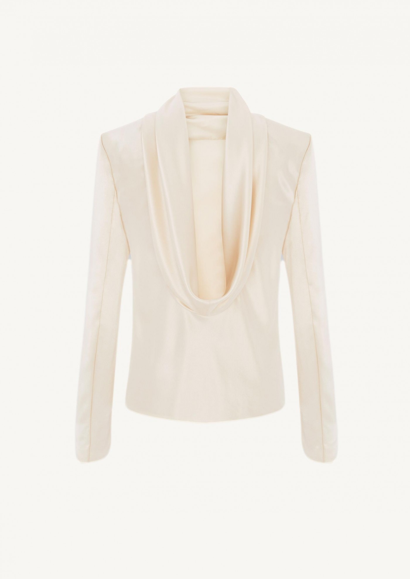 Cowl-back blouse in silk satin crepe