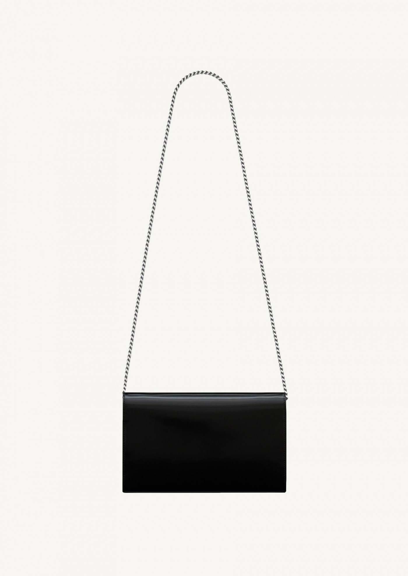 Cassandra chain wallet en cuir brossé noir