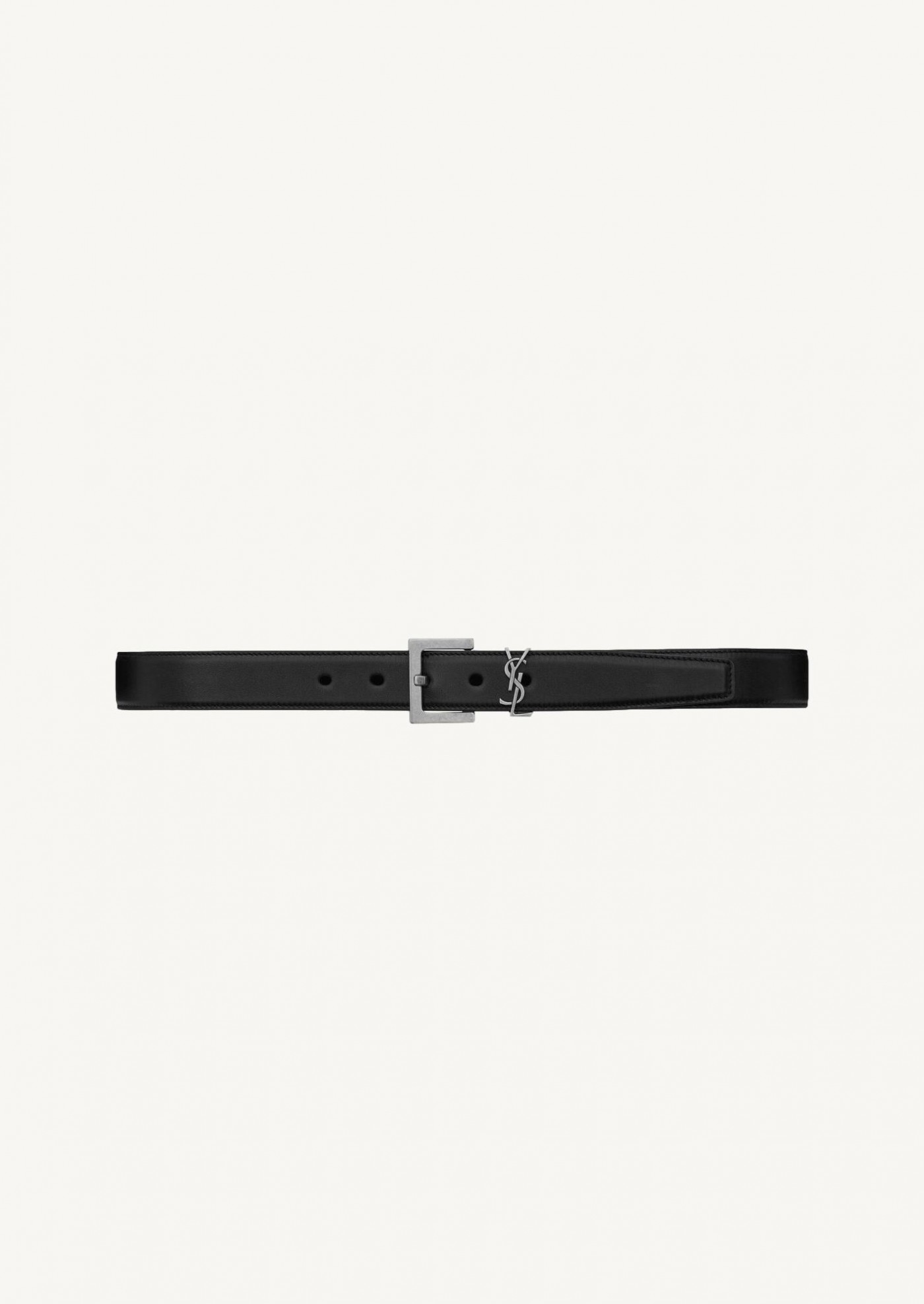 Cassandra belt in smooth black and silver leather - Saint Laurent ...